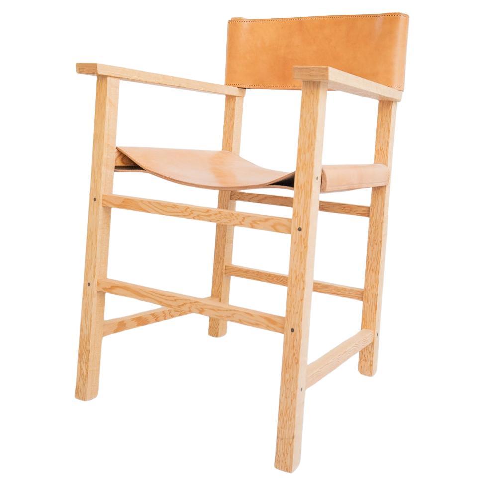 Oregon Pine chair no. 4 with  leather seating and back by Frank Buschmann