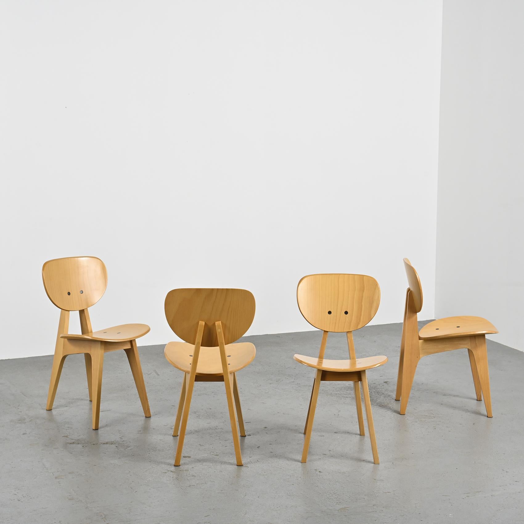 Japanese Chairs 3221 by Jenzo Sakakura for Tendo Mokko, 1950s, set of 4 For Sale