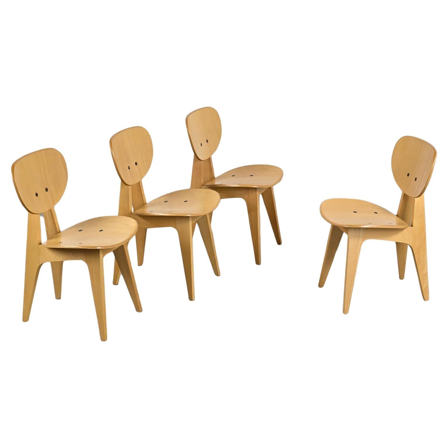 Chairs 3221 by Jenzo Sakakura for Tendo Mokko, 1950s, set of 4 For Sale