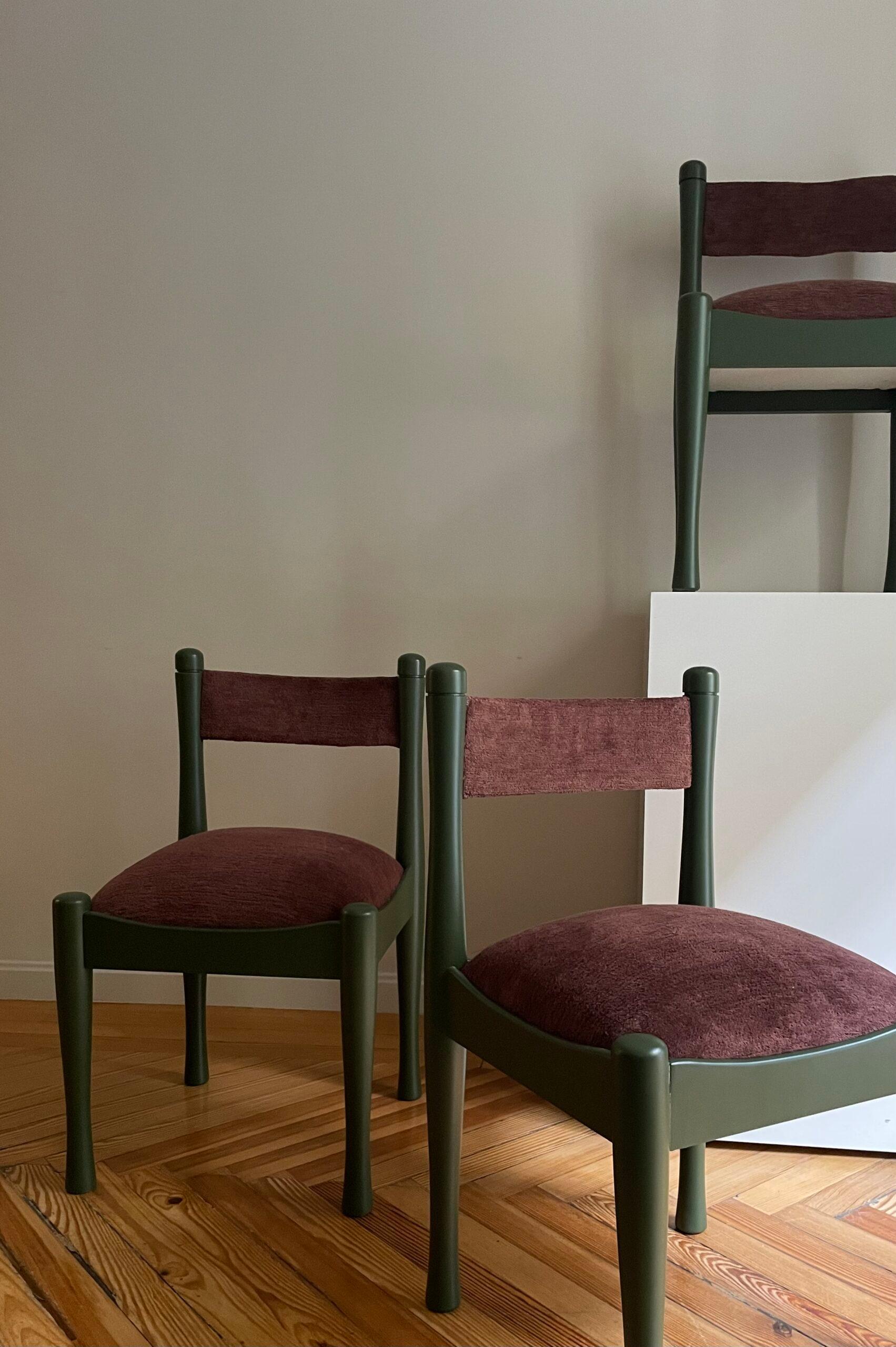 Chairs 620 by Silvio Coppola for Bernini Green - Clématite In Excellent Condition For Sale In MADRID, ES