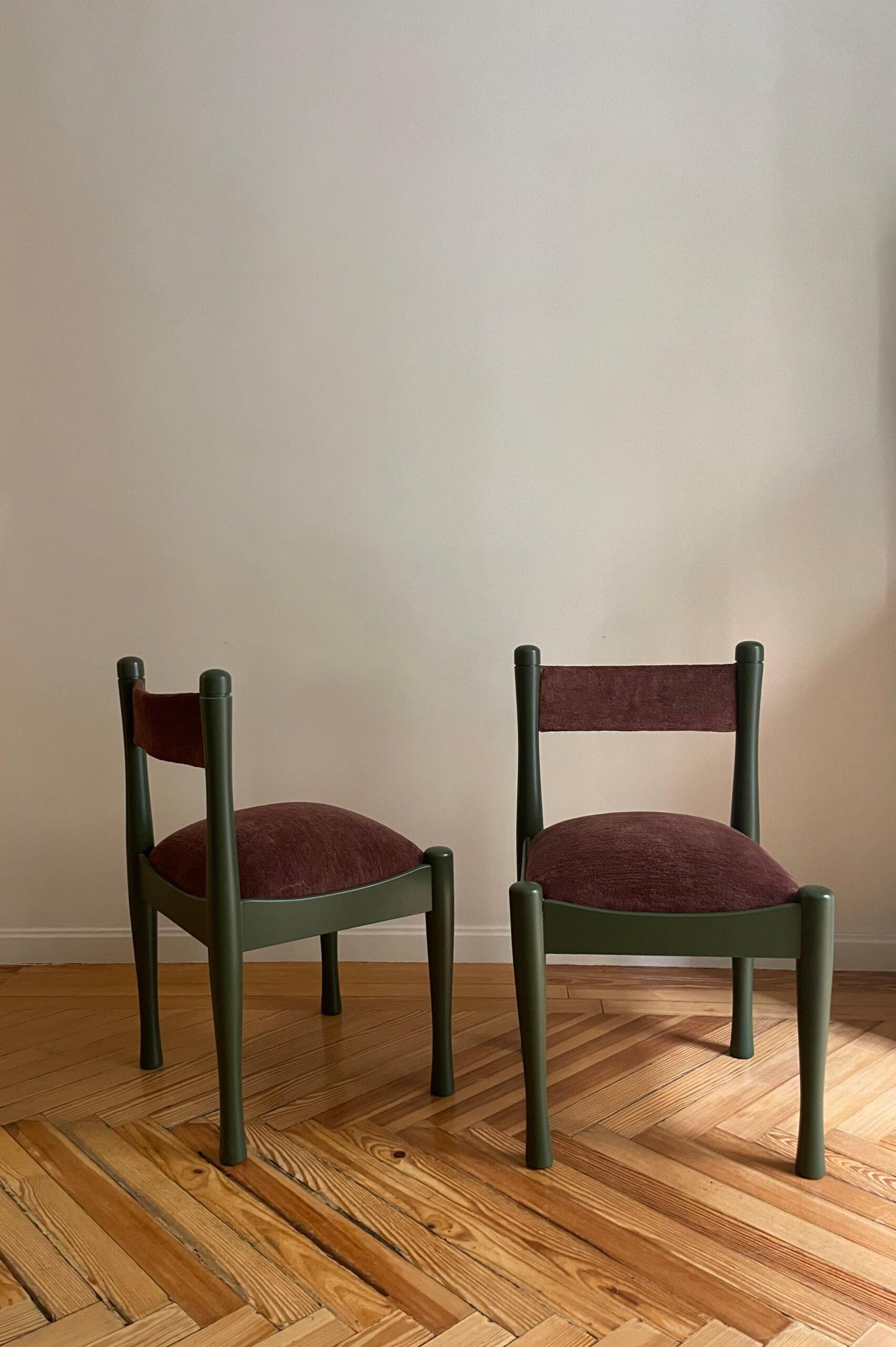 Chenille Chairs 620 by Silvio Coppola for Bernini Green - Clématite For Sale