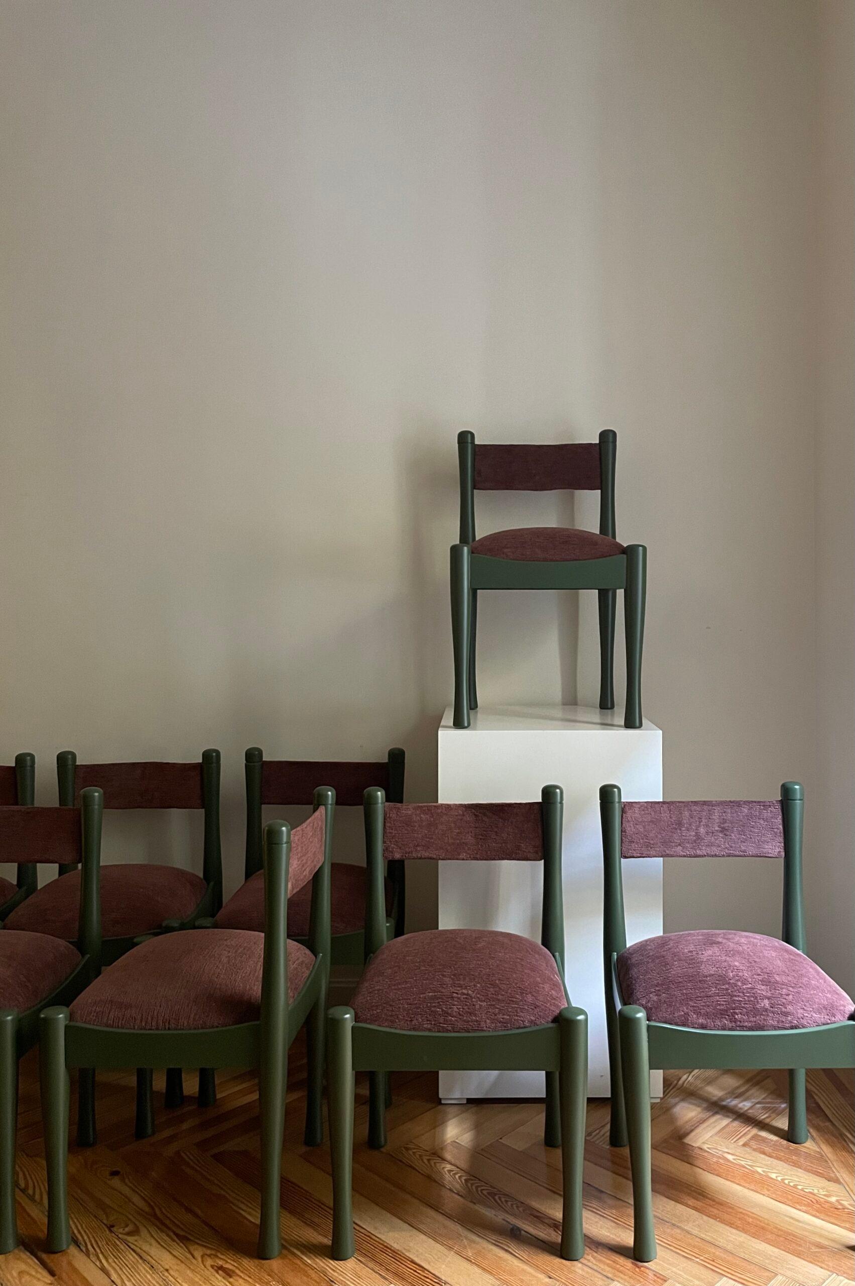 Chairs 620 by Silvio Coppola for Bernini Green - Clématite For Sale 1