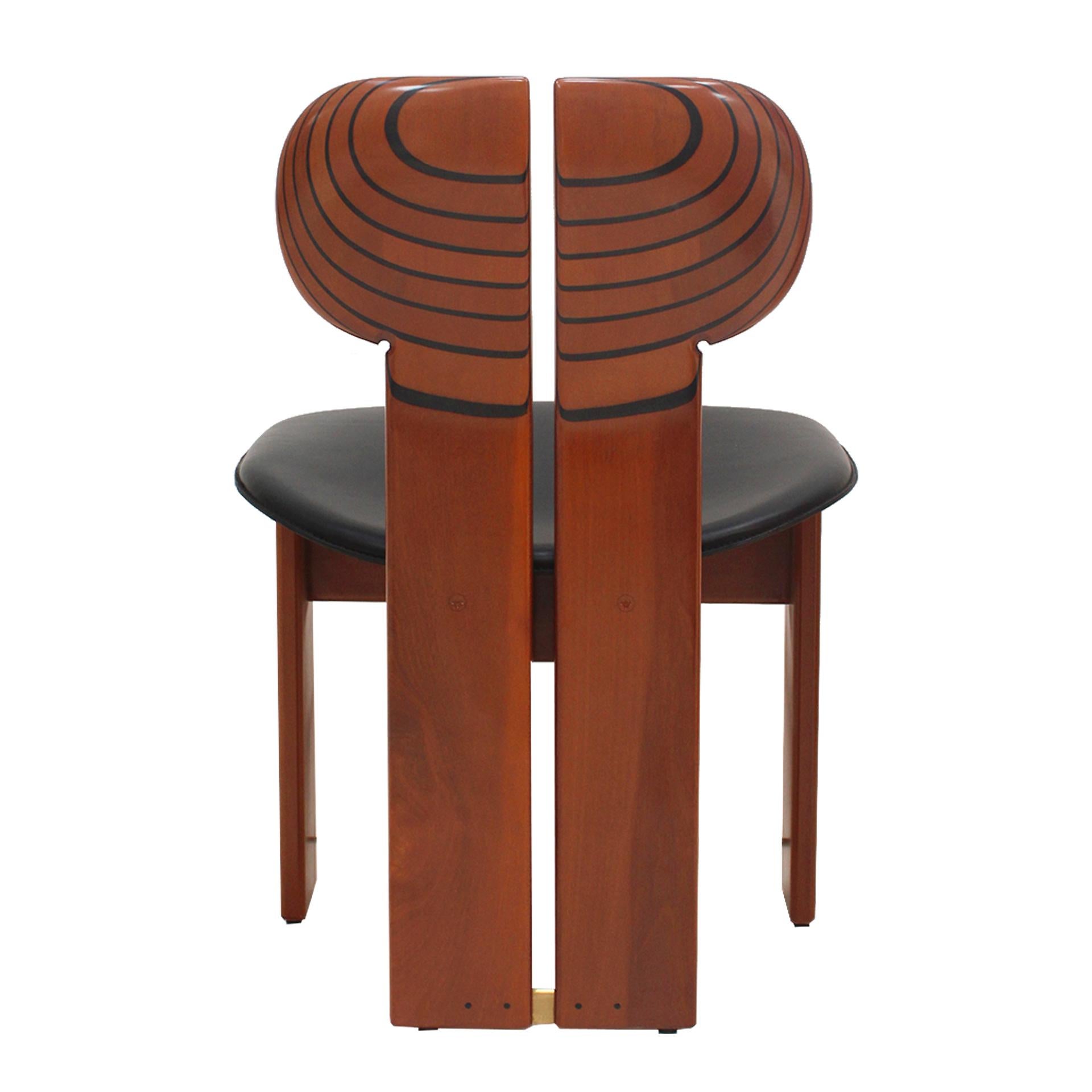 Sillas de comedor italianas Africa Diseñadas por Afra & Tobia Scarpa Para Maxalto, años 70 Madera en venta