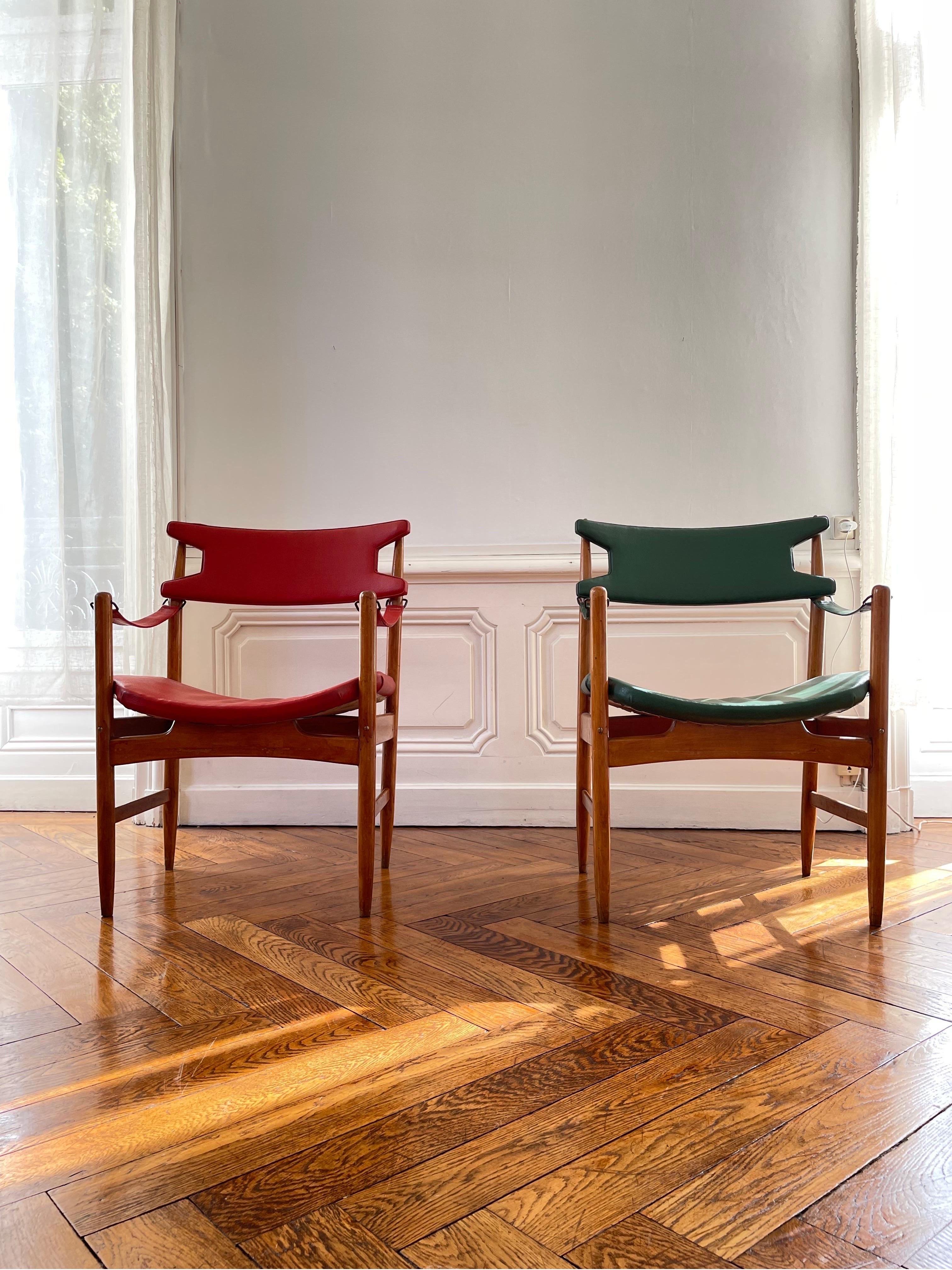 Sessel und Sessel Italienisches Design aus dem Jahr 1950 im Stil von Gio Ponti (Moderne der Mitte des Jahrhunderts) im Angebot