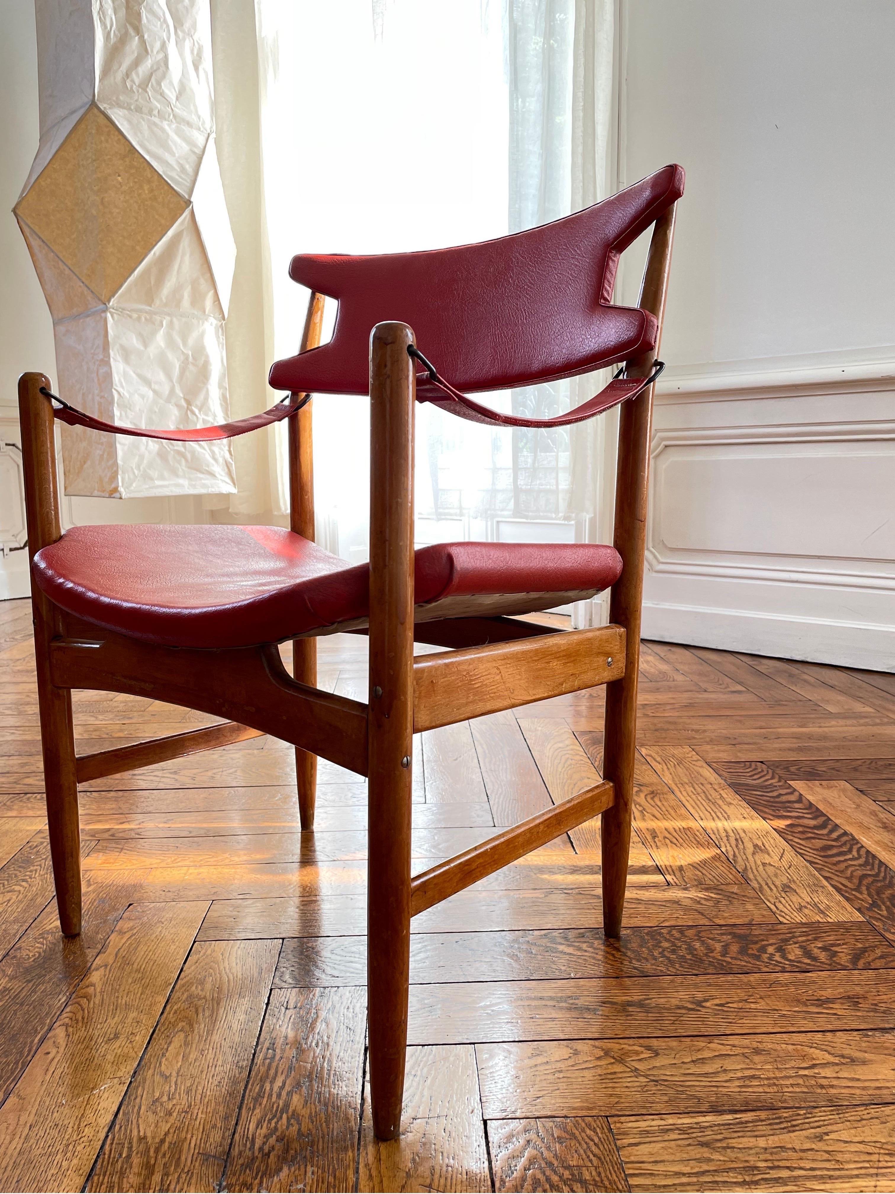 Sessel und Sessel Italienisches Design aus dem Jahr 1950 im Stil von Gio Ponti im Zustand „Relativ gut“ im Angebot in Lyon, FR