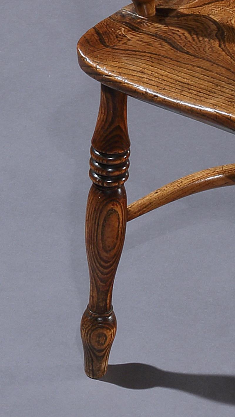 Early 19th Century Chairs Arm Set 6 Yew Elm Ash Windsor Hoop Back Crinoline Stretchers Vase Splat