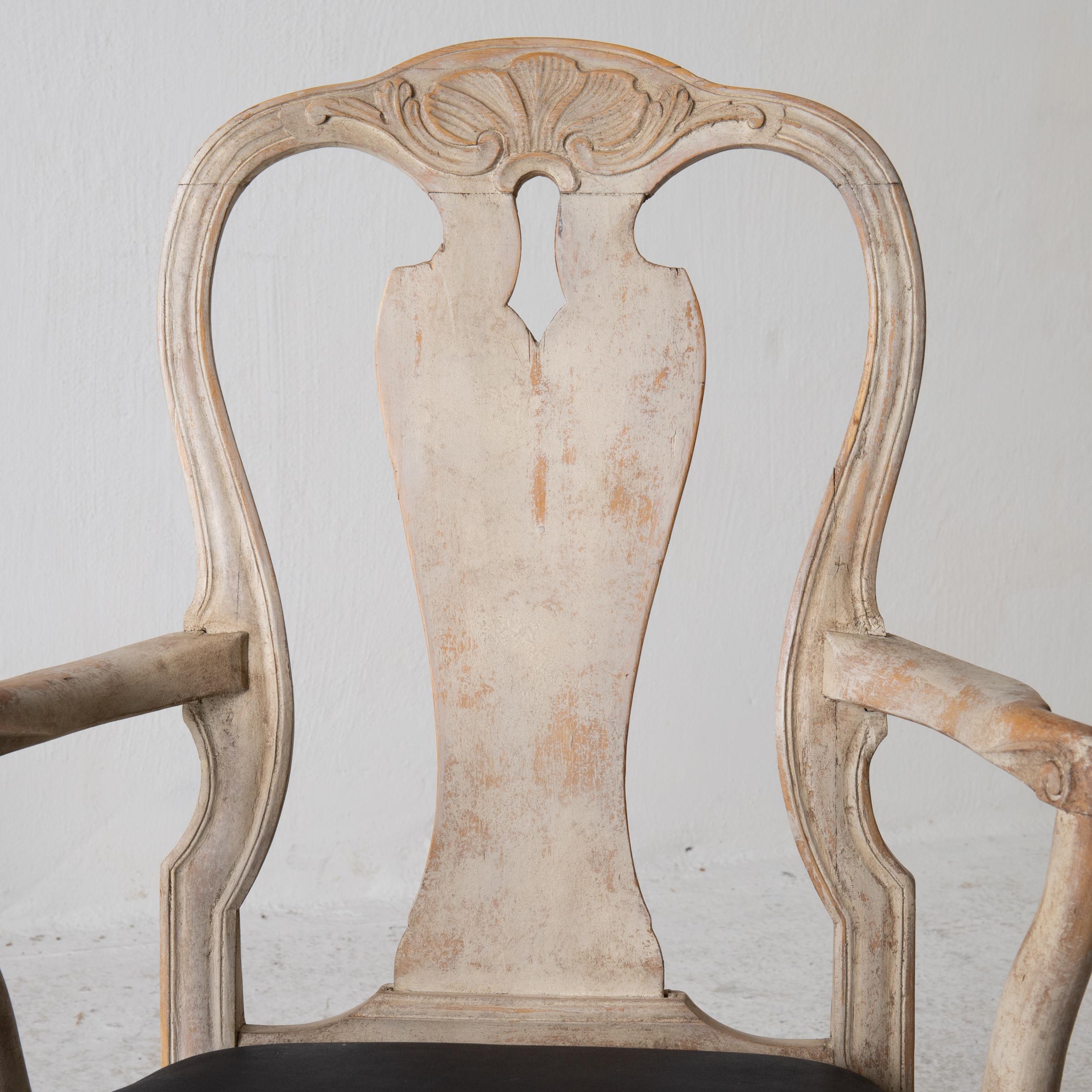 Chairs Armchairs Pair of Swedish Rococo 1750-1775 Cream White, Sweden 2