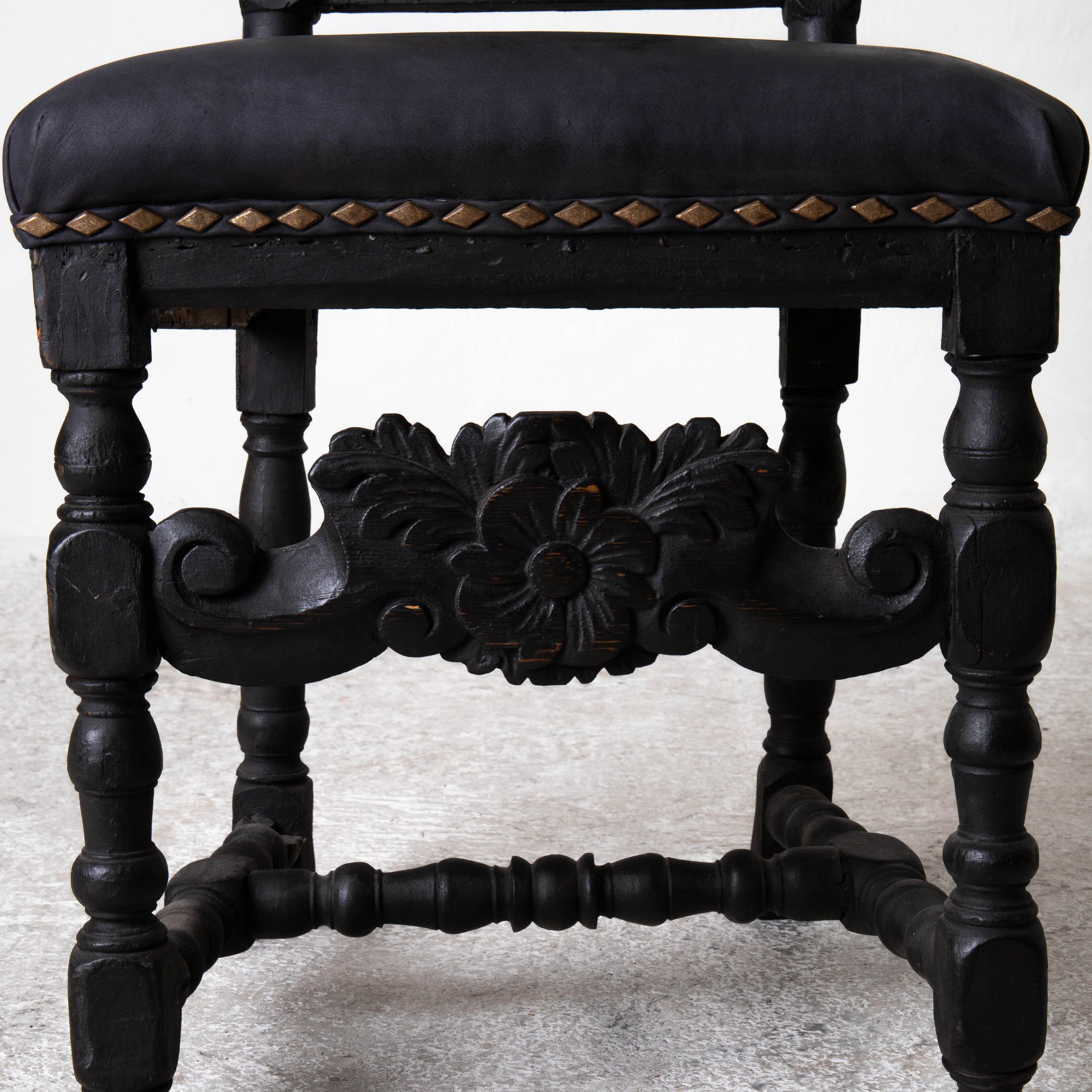 Chairs Assembled Baroque Style Set of 10 Dining Chairs Black Sweden For Sale 3