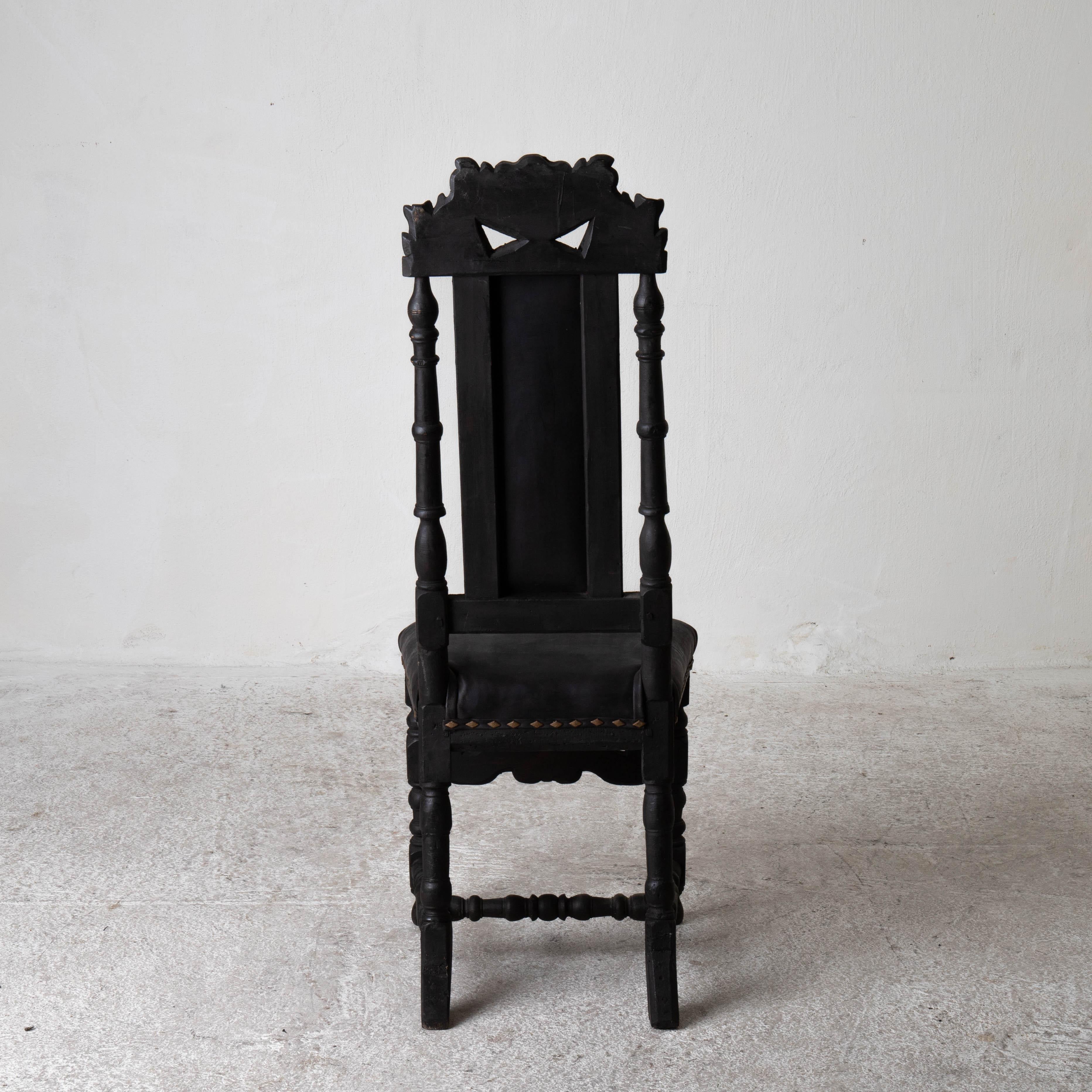 Chairs Assembled Baroque Style Set of 10 Dining Chairs Black Sweden For Sale 7