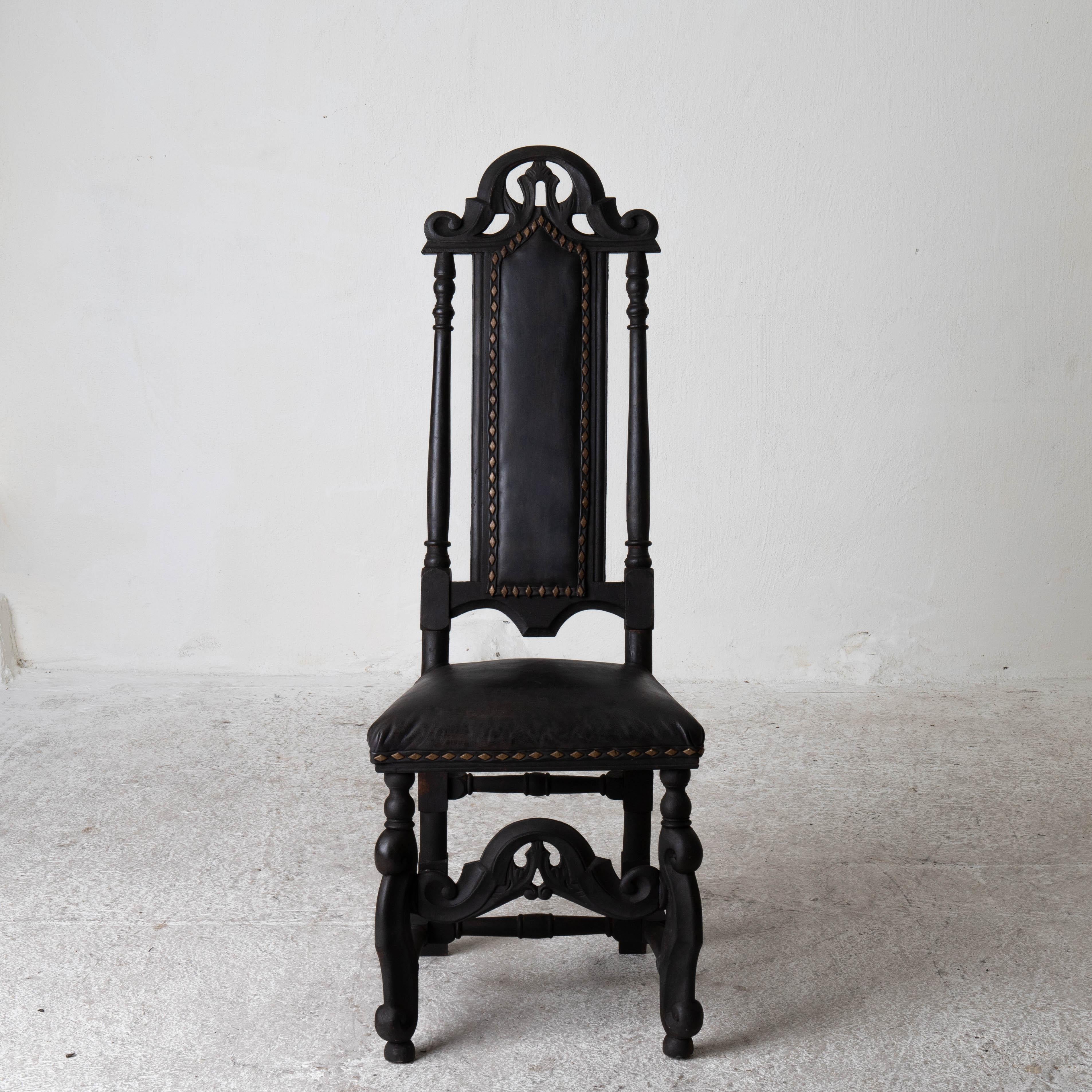 Chairs Assembled Baroque Style Set of 10 Dining Chairs Black Sweden For Sale 10