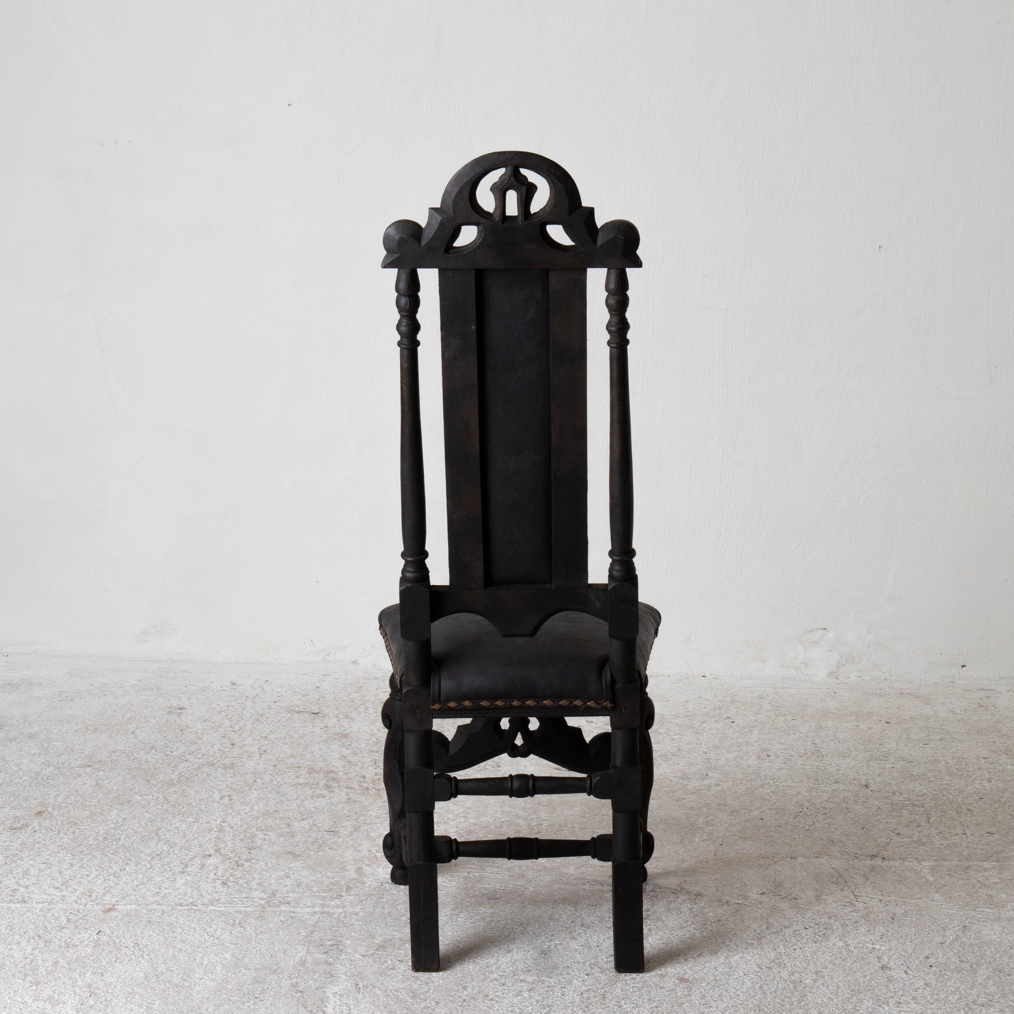 Chairs Assembled Baroque Style Set of 10 Dining Chairs Black Sweden For Sale 12