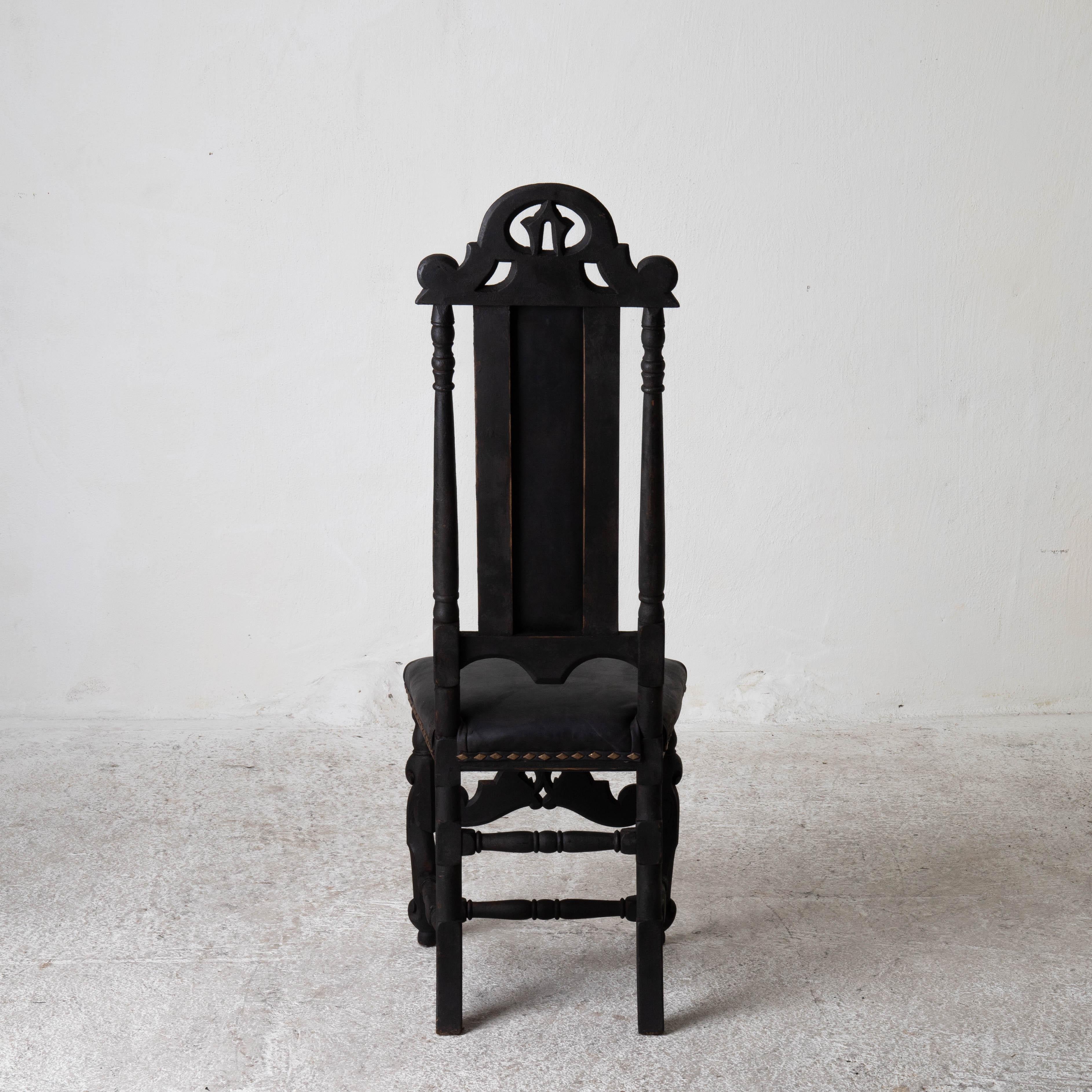 Hand-Painted Chairs Assembled Baroque Style Set of 10 Dining Chairs Black Sweden For Sale