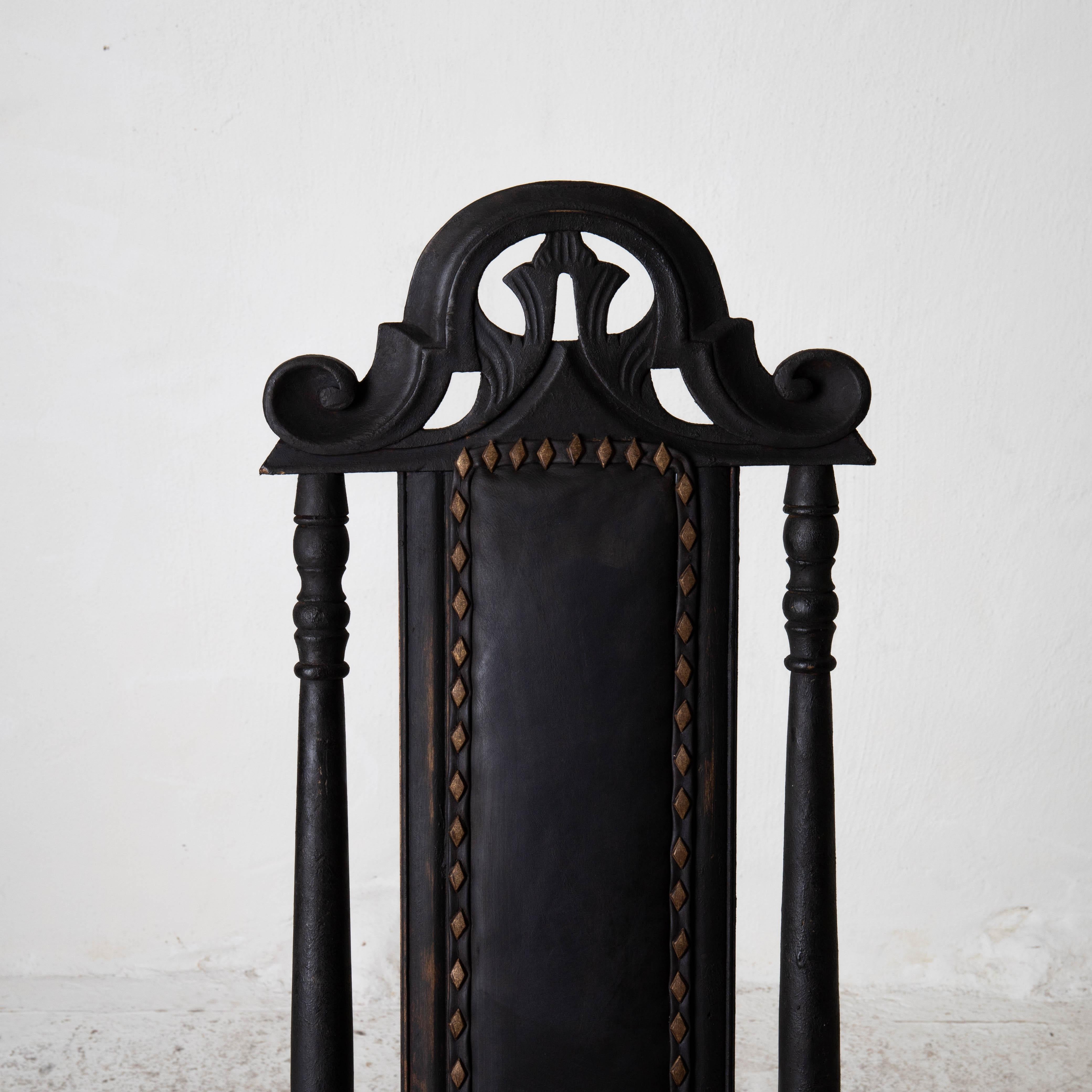 Chairs Assembled Baroque Style Set of 10 Dining Chairs Black Sweden In Good Condition For Sale In New York, NY