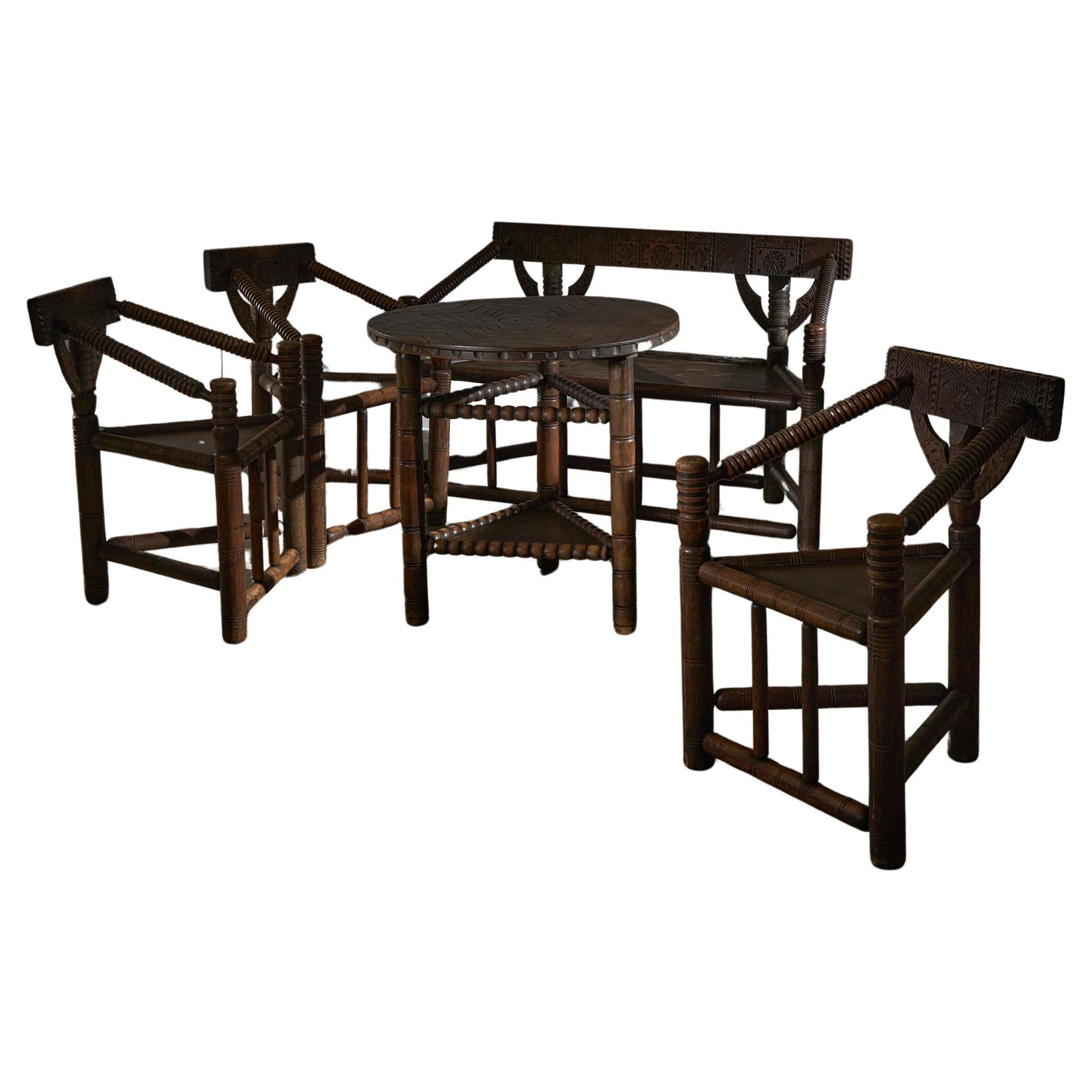 Chairs, Bench, Table Set for Lingel  For Sale
