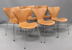Series Seven Chair Model 3107 In Cognac Leather By Arne Jacobsen From 1980s