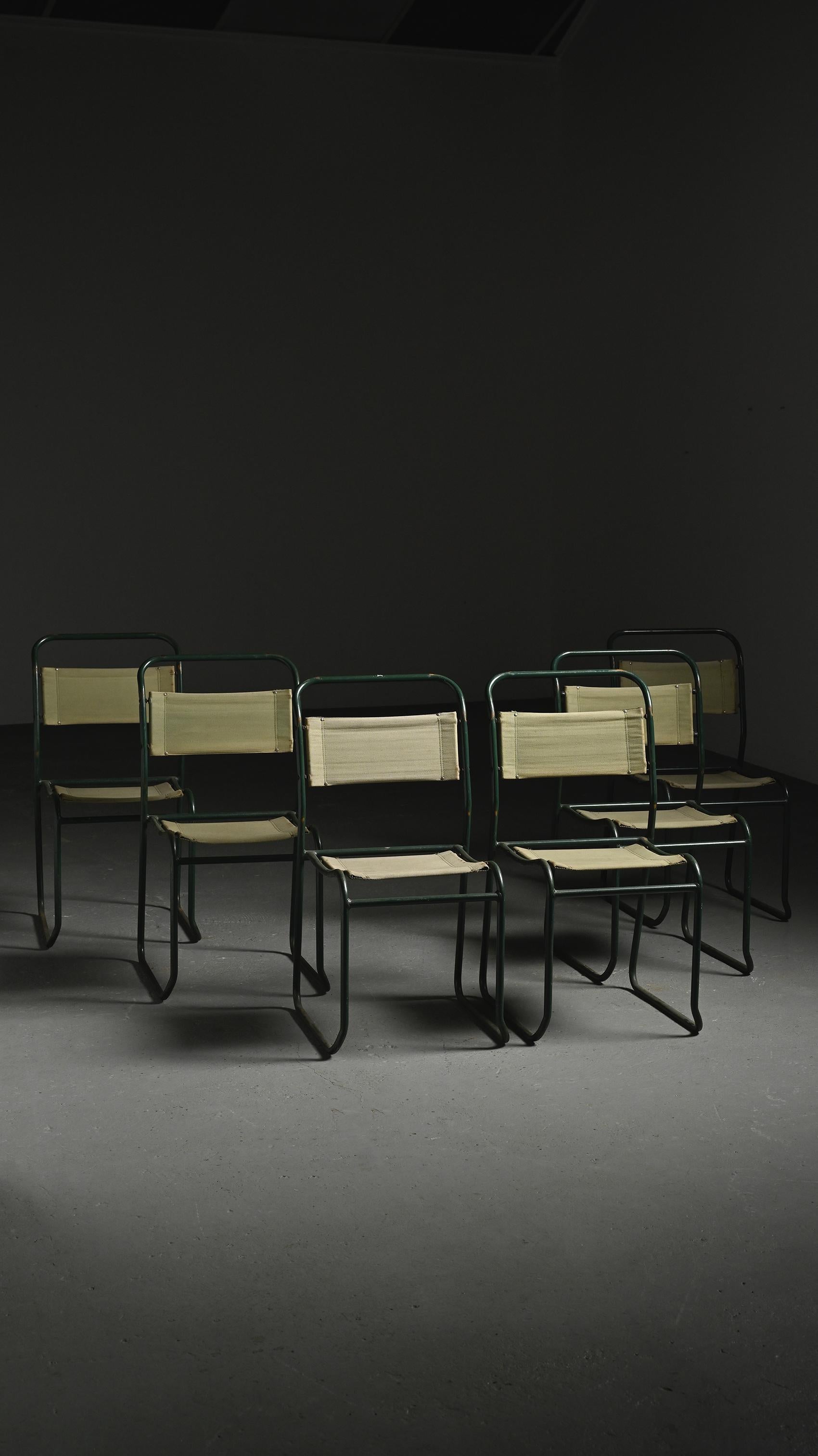 Mid-Century Modern Chairs by Bruno Pollack, circa 1935, Set of 6  For Sale