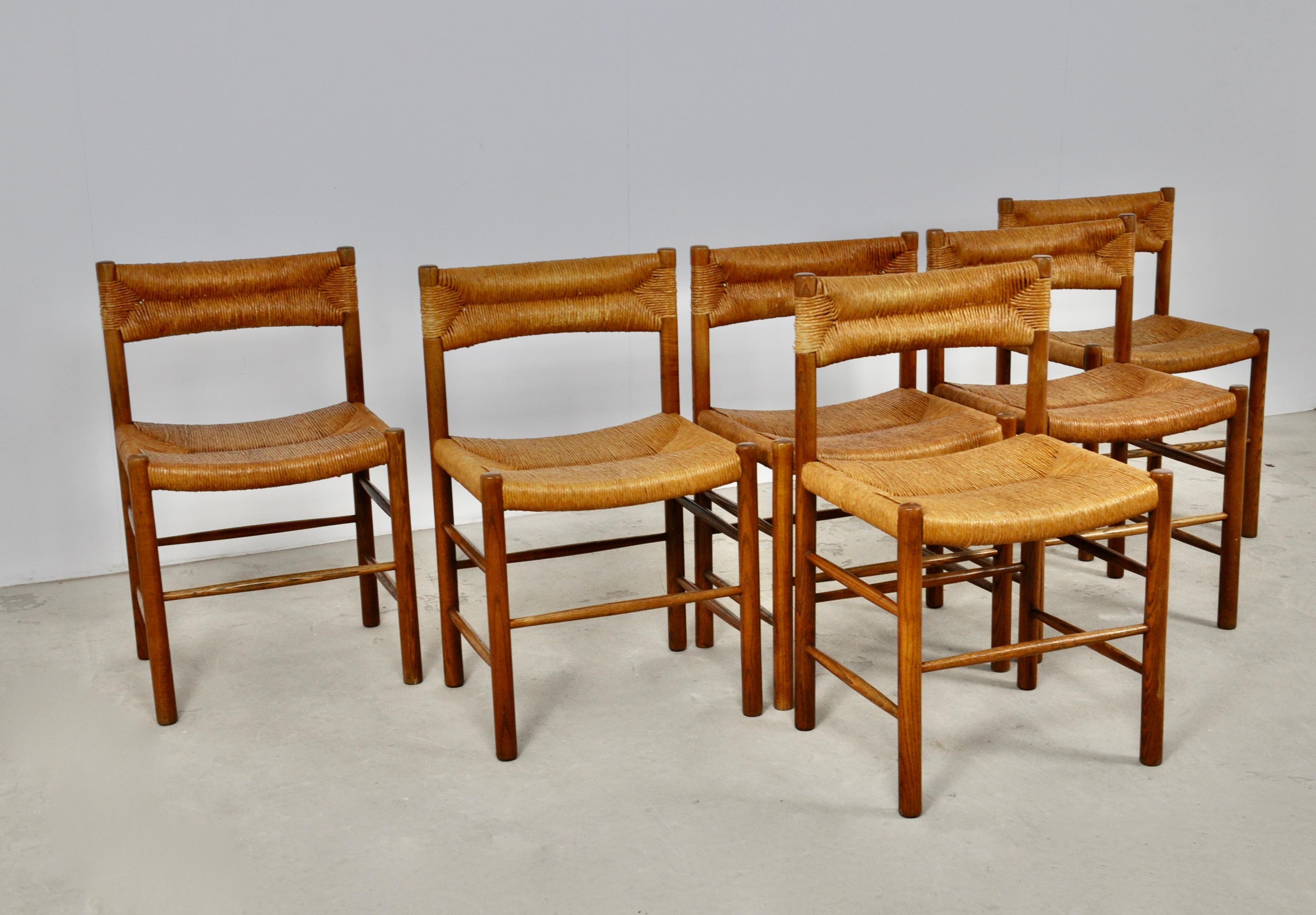 Chairs by Charlotte Perriand & Dordogne for Sentou, 1950s Set 6 4