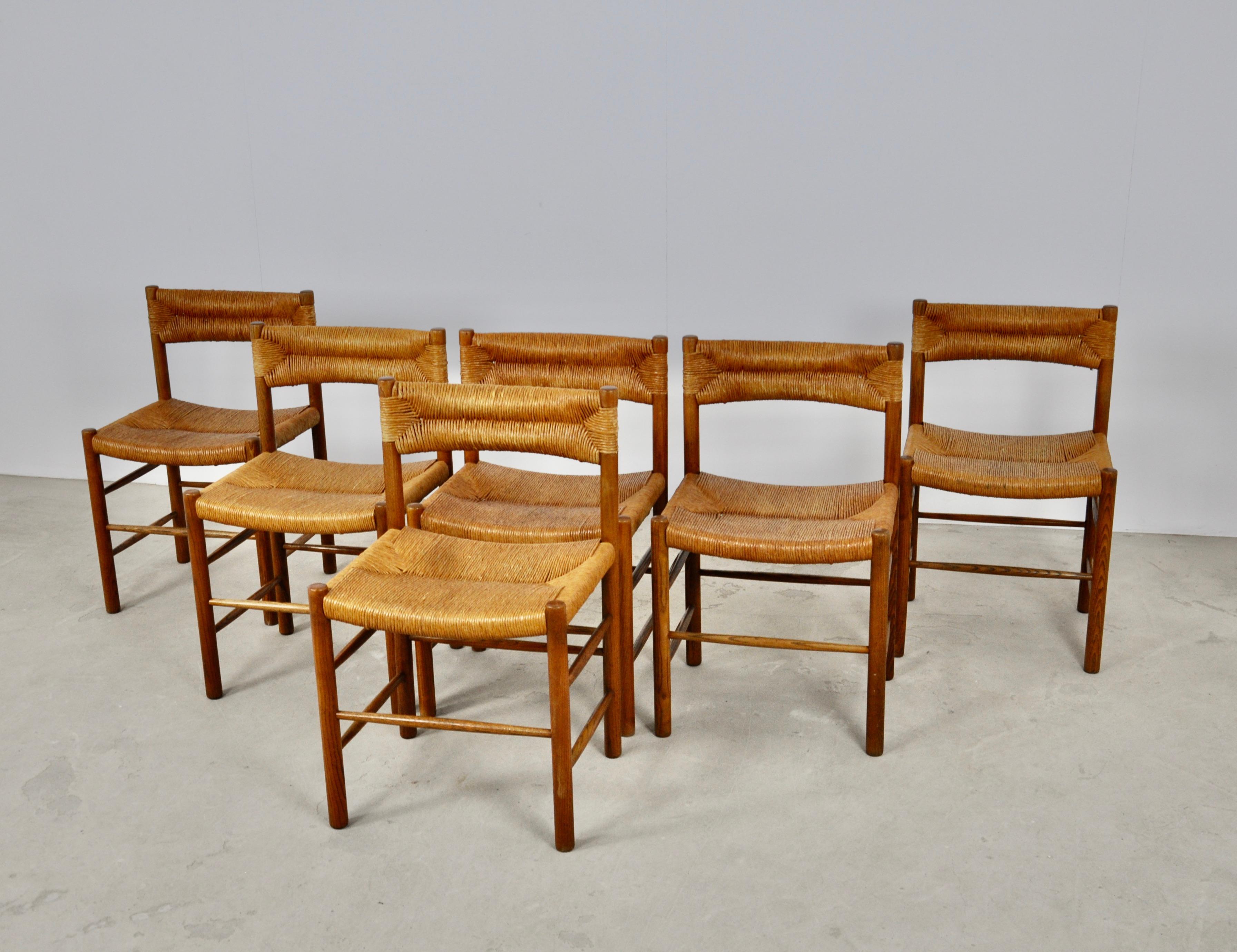 Chairs by Charlotte Perriand & Dordogne for Sentou, 1950s Set 6 5