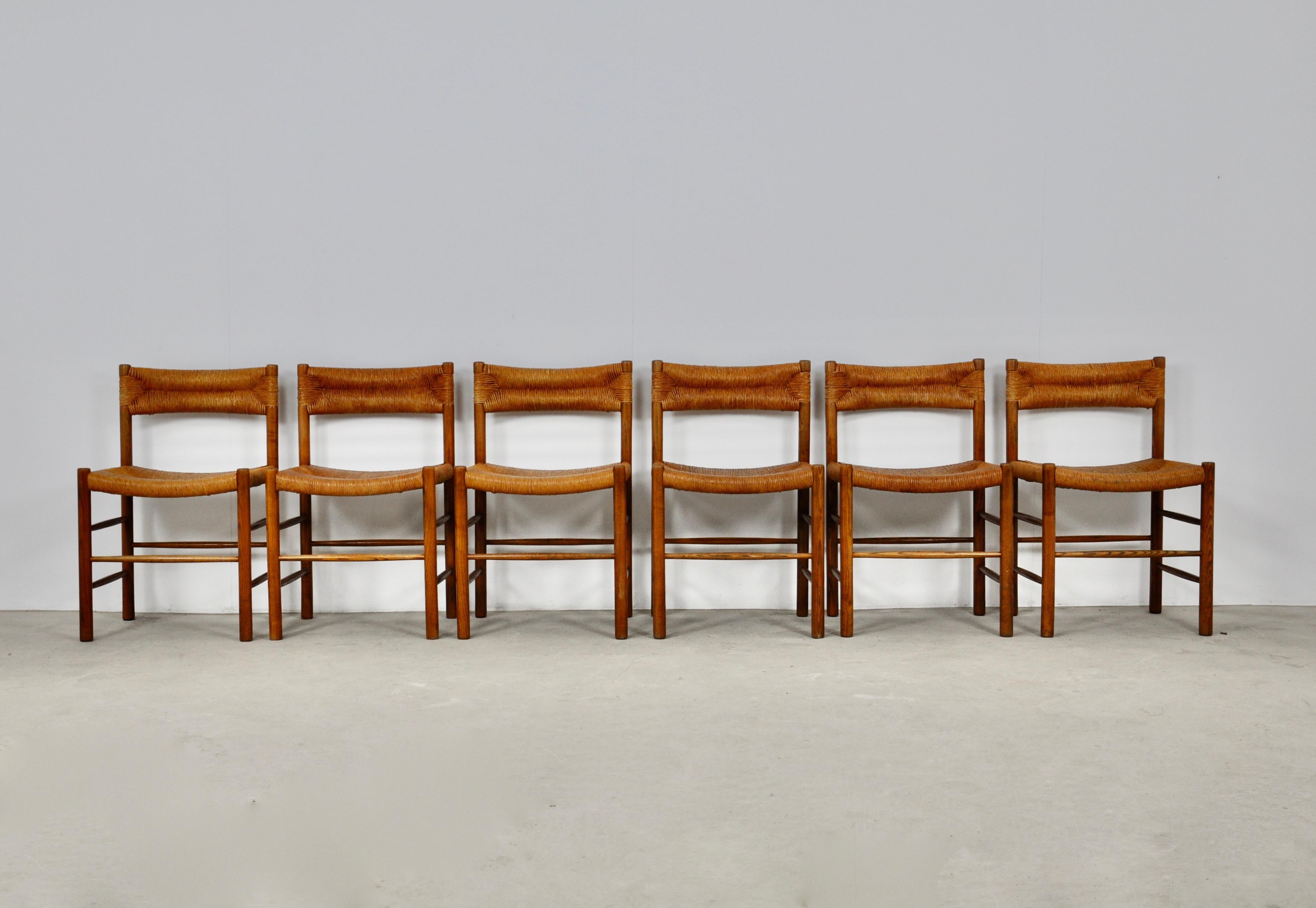 French Chairs by Charlotte Perriand & Dordogne for Sentou, 1950s Set 6