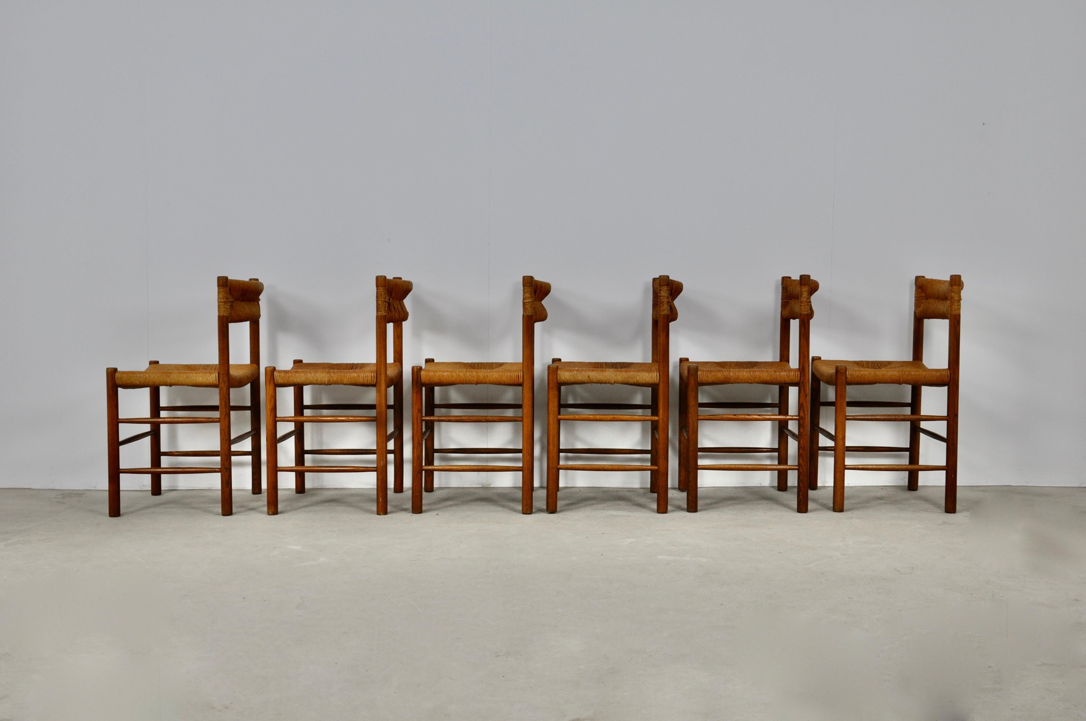 Chairs by Charlotte Perriand & Dordogne for Sentou, 1950s Set 6 1
