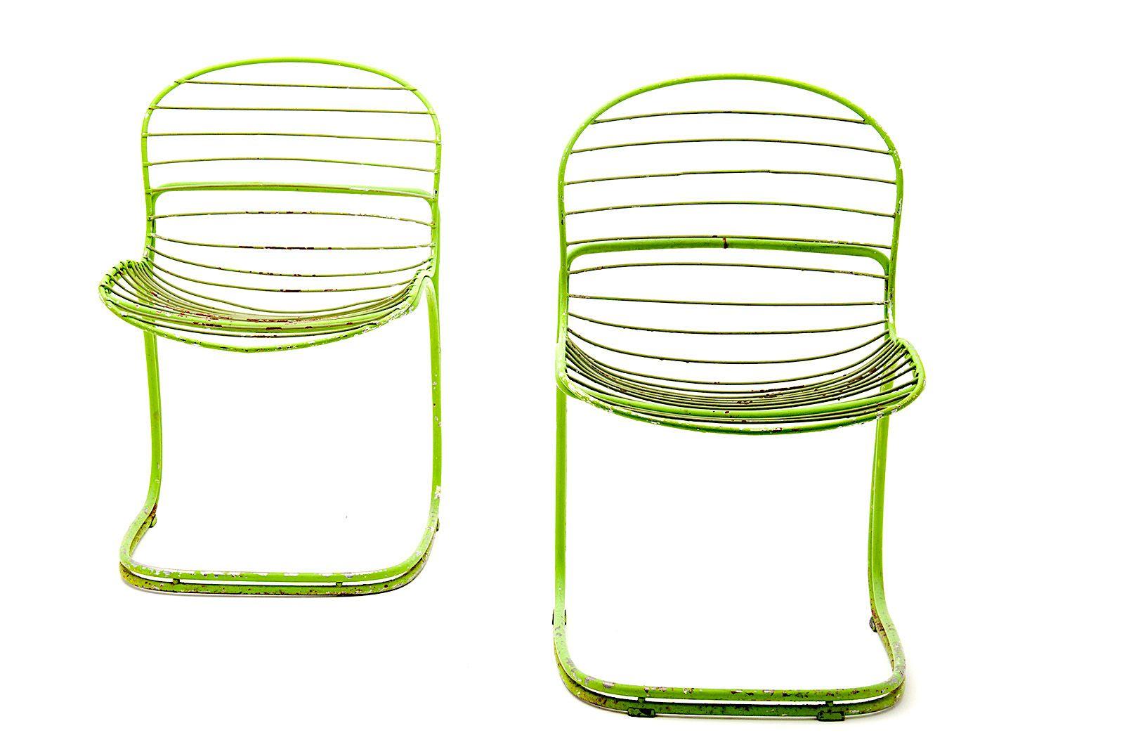 Mid-20th Century Chairs by Gastone Rinaldi, for RIMA, in Chromed Green Painted Metal, Italy, 1960