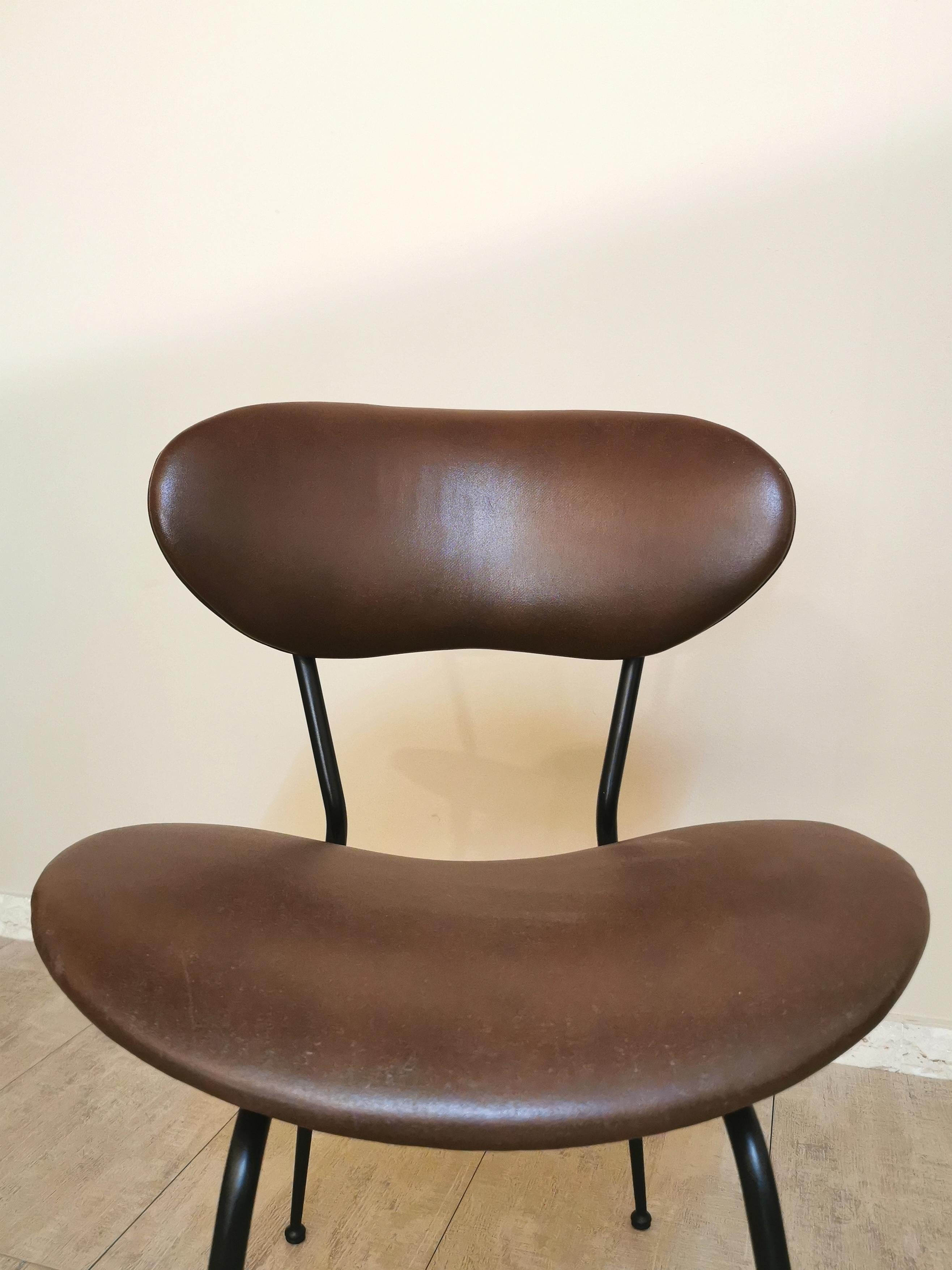 Dining Room Chairs Gastone Rinaldi Leather Metal Mid Century 1950s Set of 6 6
