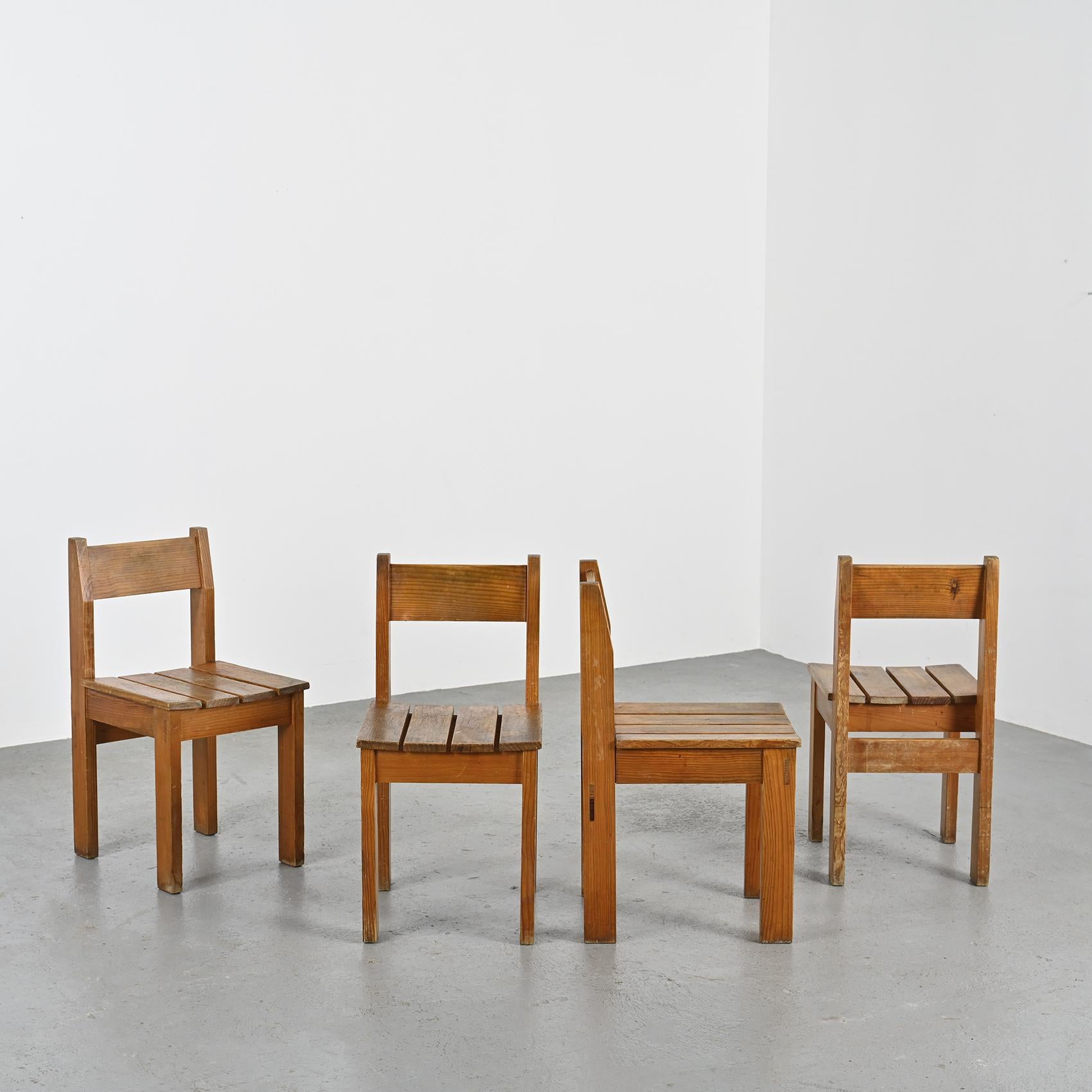 Late 20th Century Chairs by Maison Regain for les Arcs, Set of 4, circa 1970  For Sale
