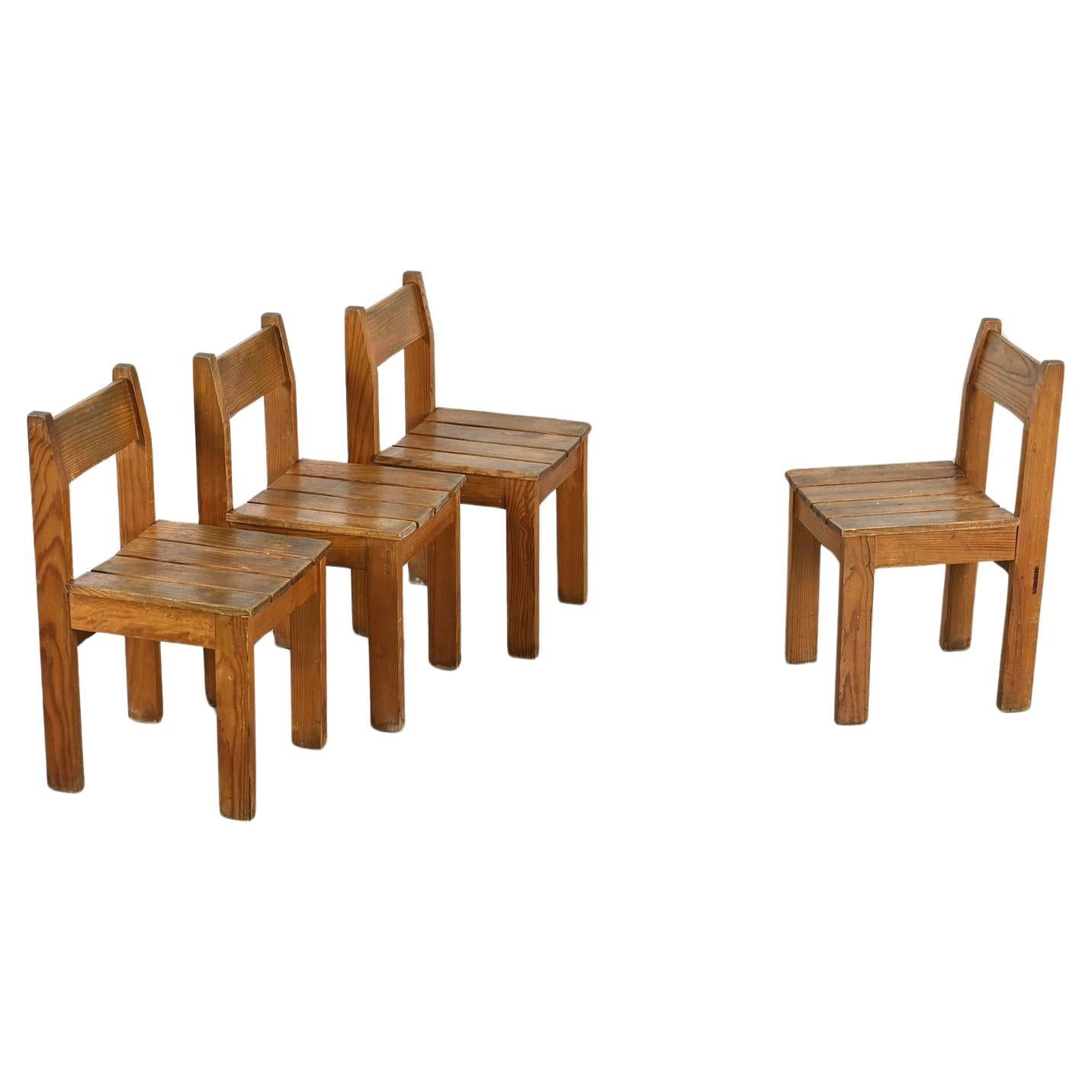 Chairs by Maison Regain for les Arcs, Set of 4, circa 1970  For Sale