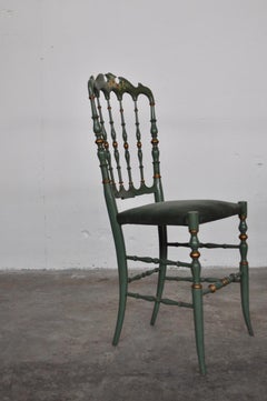 Chairs Chiavarine Lacquered with Gold and Flowers Parts, Italy, 1960s