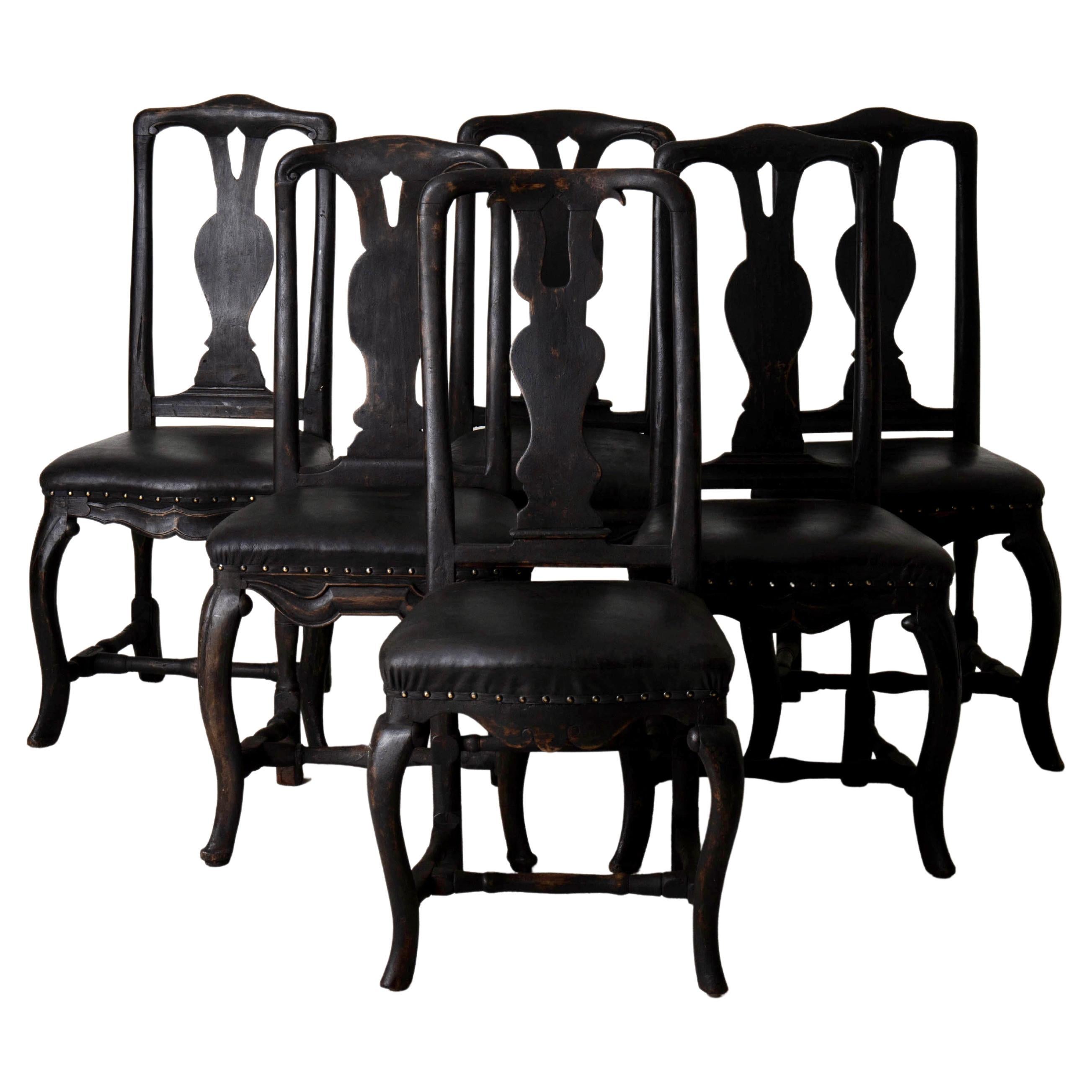 Chaises de salle à manger suédoises baroques noires Suède