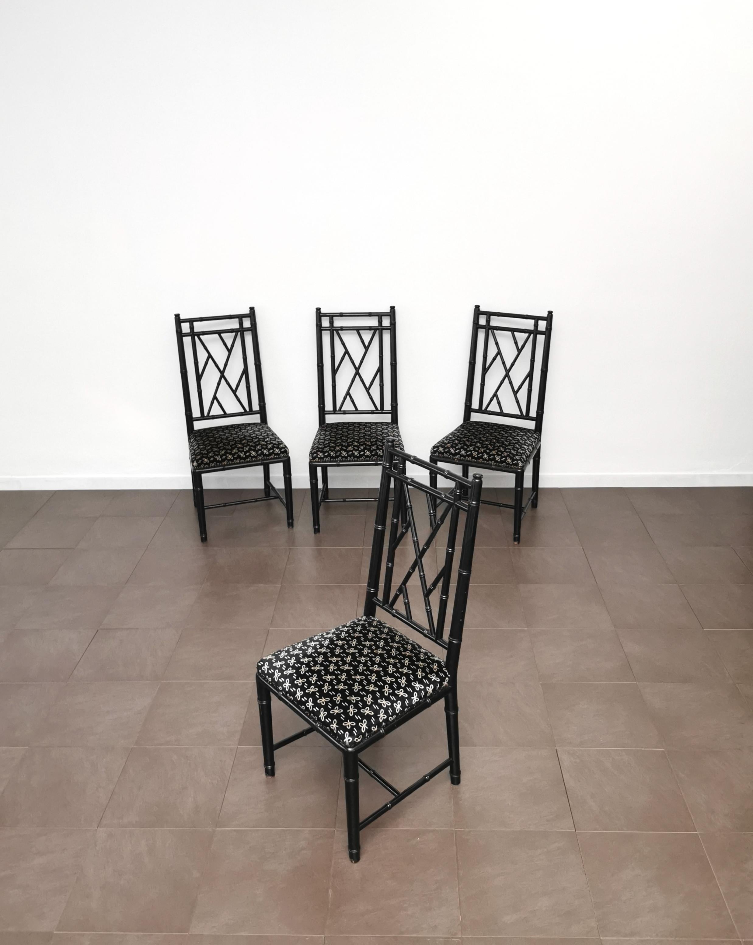 Dining Chairs Wood Velvet Mid-Century Modern Italian Design 1980s Set of 4 For Sale 2