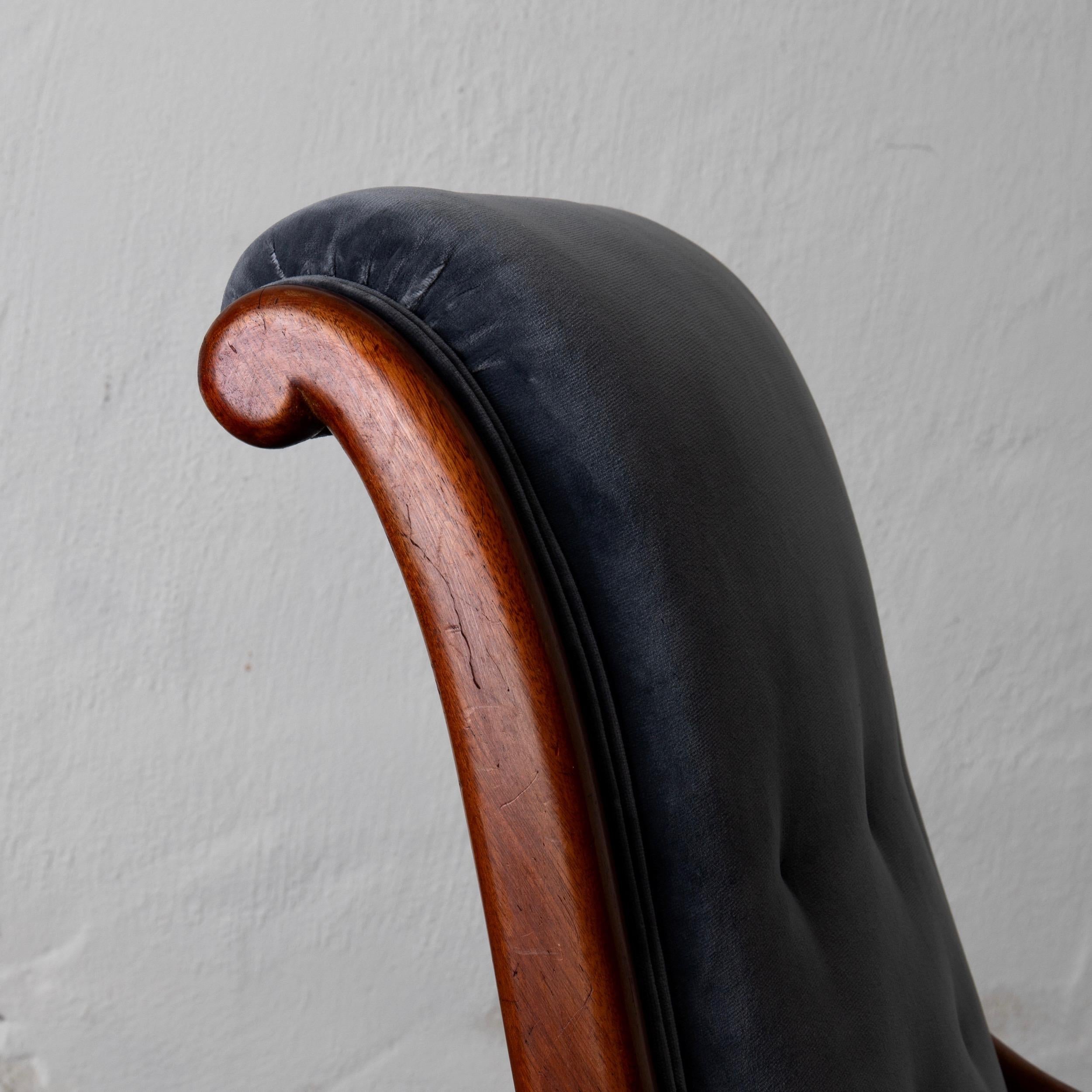 Chairs Easy Swedish Mahogany Gray Velvet 19th Century, Sweden 8