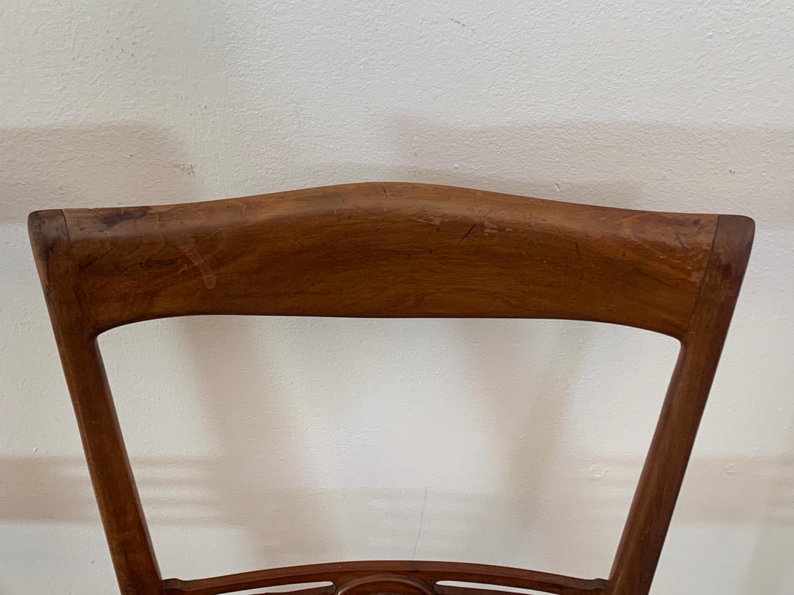 Chairs in Rosewood with Gold Bronze Tips by Paolo Buffa, 1950s, Set of 6 For Sale 1
