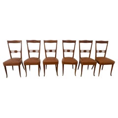 Vintage Chairs in Rosewood with Gold Bronze Tips by Paolo Buffa, 1950s, Set of 6