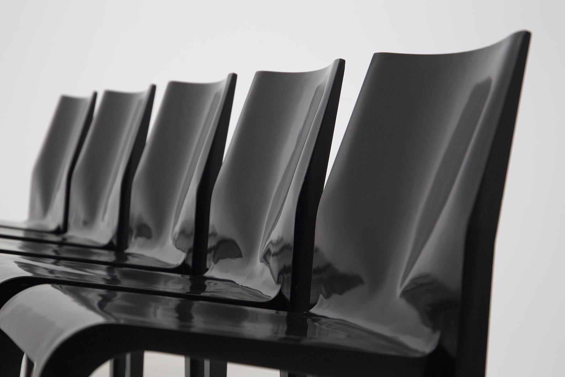 Chairs Laleggera by Riccardo Blumer in Black Lacquered, 1997 In Good Condition In Milano, IT