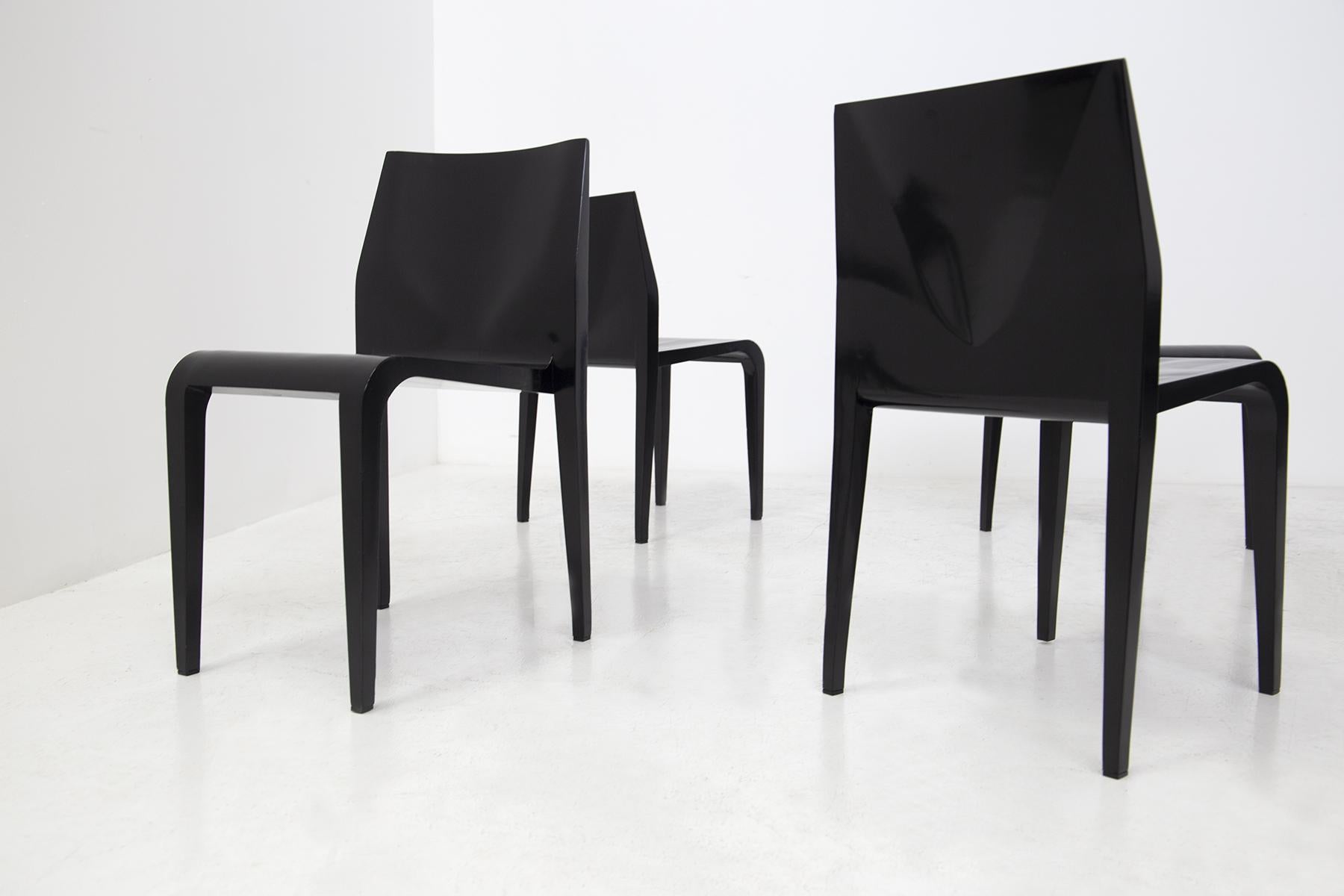 Wood Chairs Laleggera by Riccardo Blumer in Black Lacquered, 1997