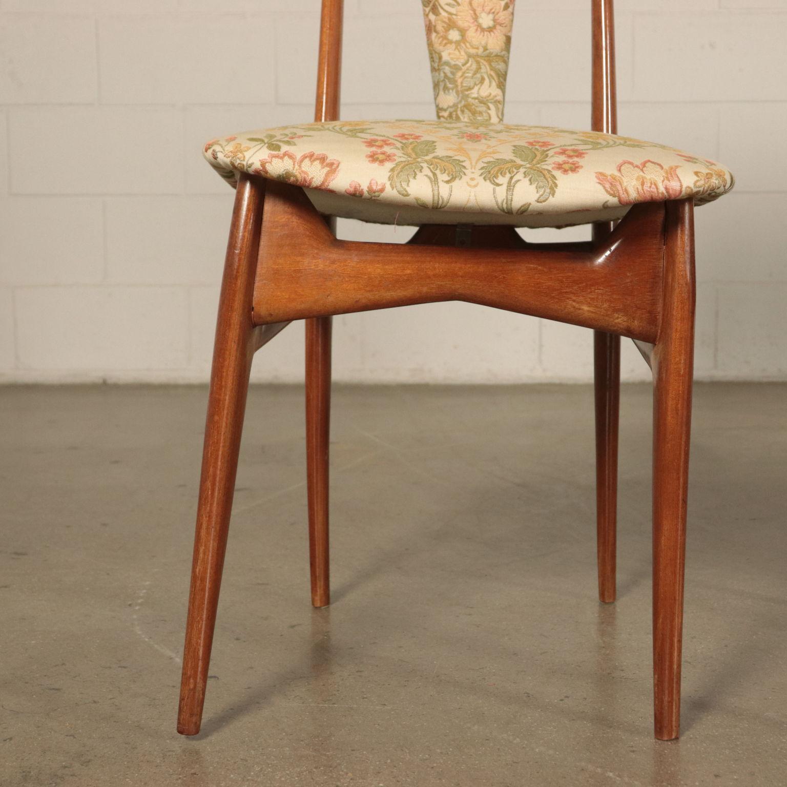 Chairs Mahogany Foam and Fabric 1950s Italian Production In Good Condition In Milano, IT