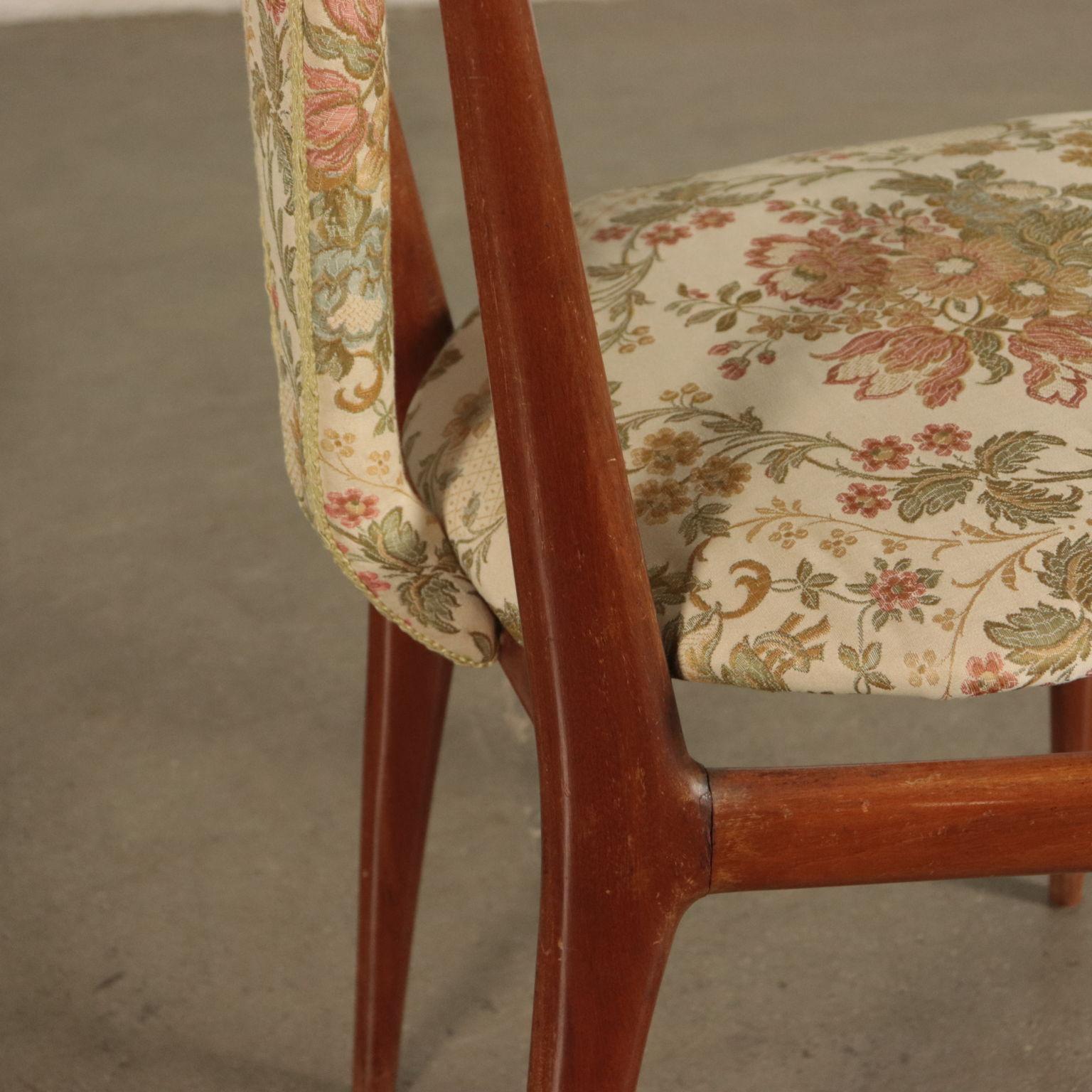 Chairs Mahogany Foam and Fabric 1950s Italian Production 1