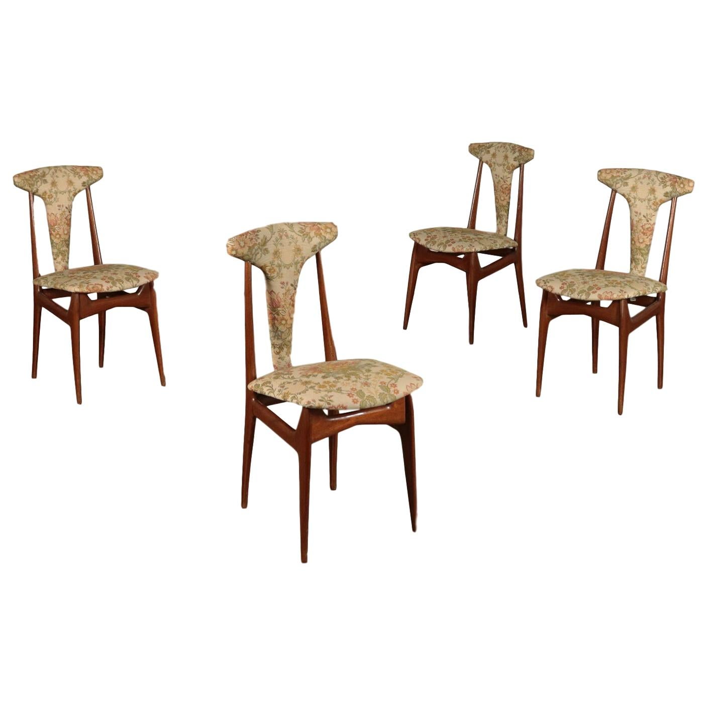 Chairs Mahogany Foam and Fabric 1950s Italian Production For Sale at