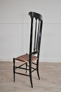 Chairs, Maple Lucid Dark Brown Wood, Fabric Seat, by Gio Ponti, Italy, 1950s