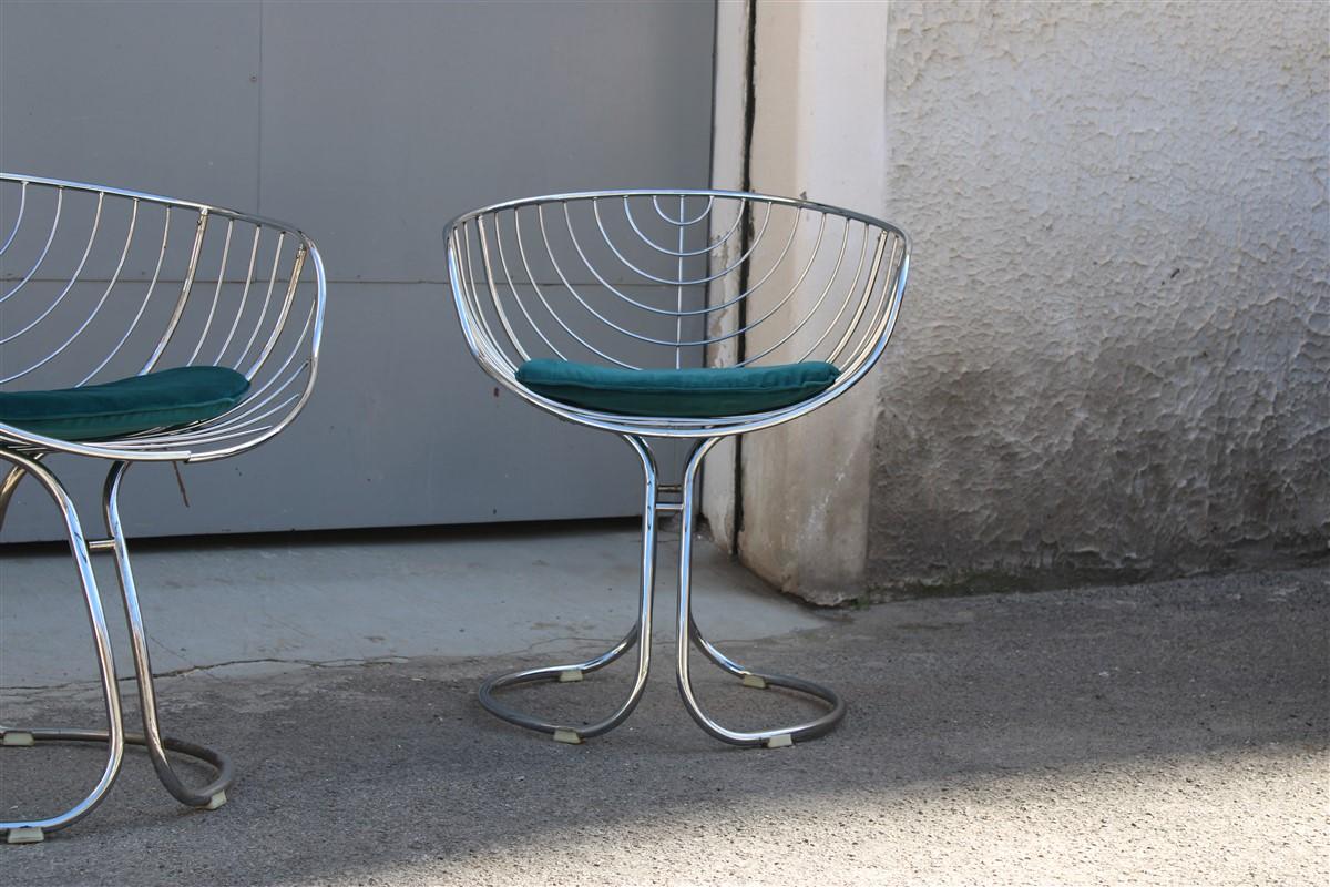 Stühle Modell Marika Giorgio Rinaldi für Rima Italienisches Design 1970 Grünes Crhome (Ende des 20. Jahrhunderts) im Angebot
