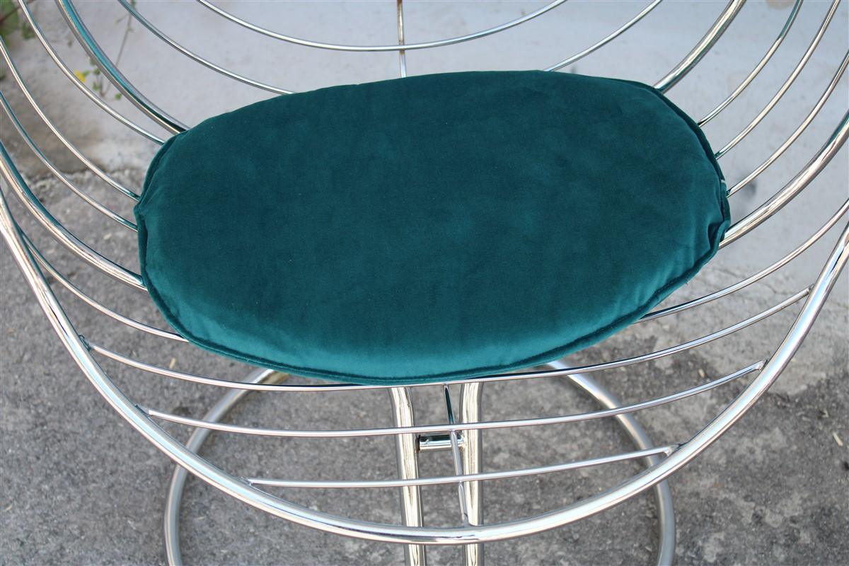 Chairs Model Marika Giorgio Rinaldi for Rima Italian design 1970 Green Crhome For Sale 3