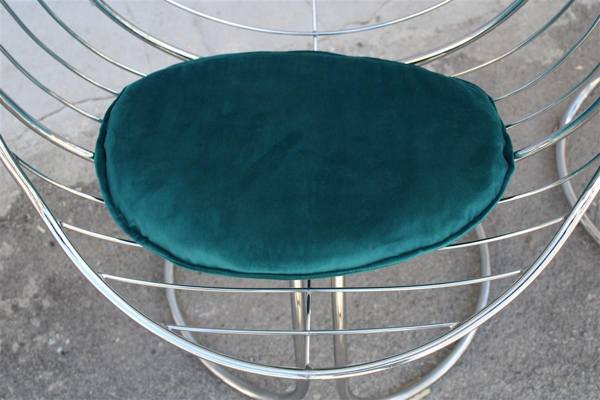 Chairs Model Marika Giorgio Rinaldi for Rima Italian design 1970 Green Crhome For Sale 4