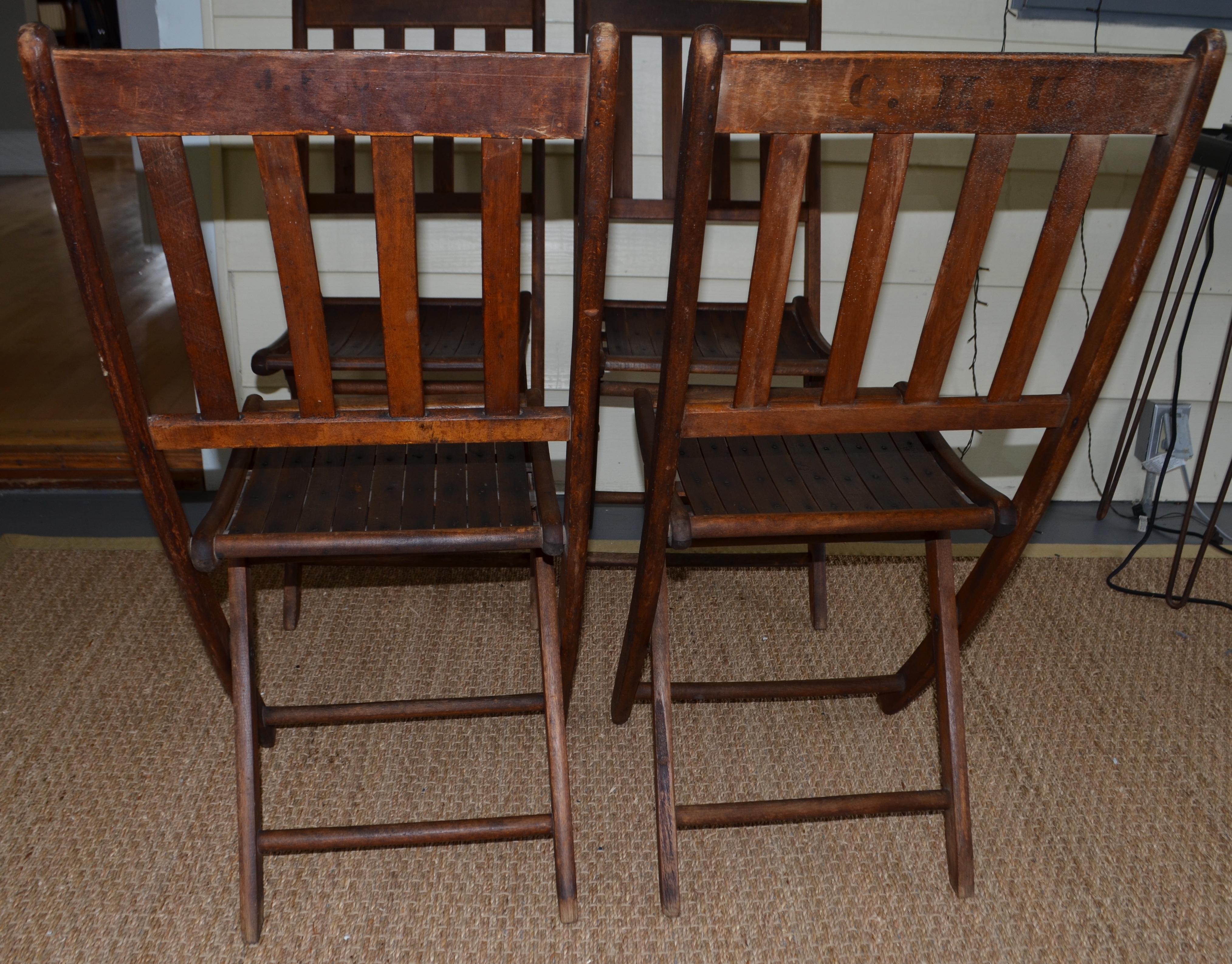 Chairs of Oak, Folding, Late 19th Century European, Set of 4, Multiple Sets For Sale 6