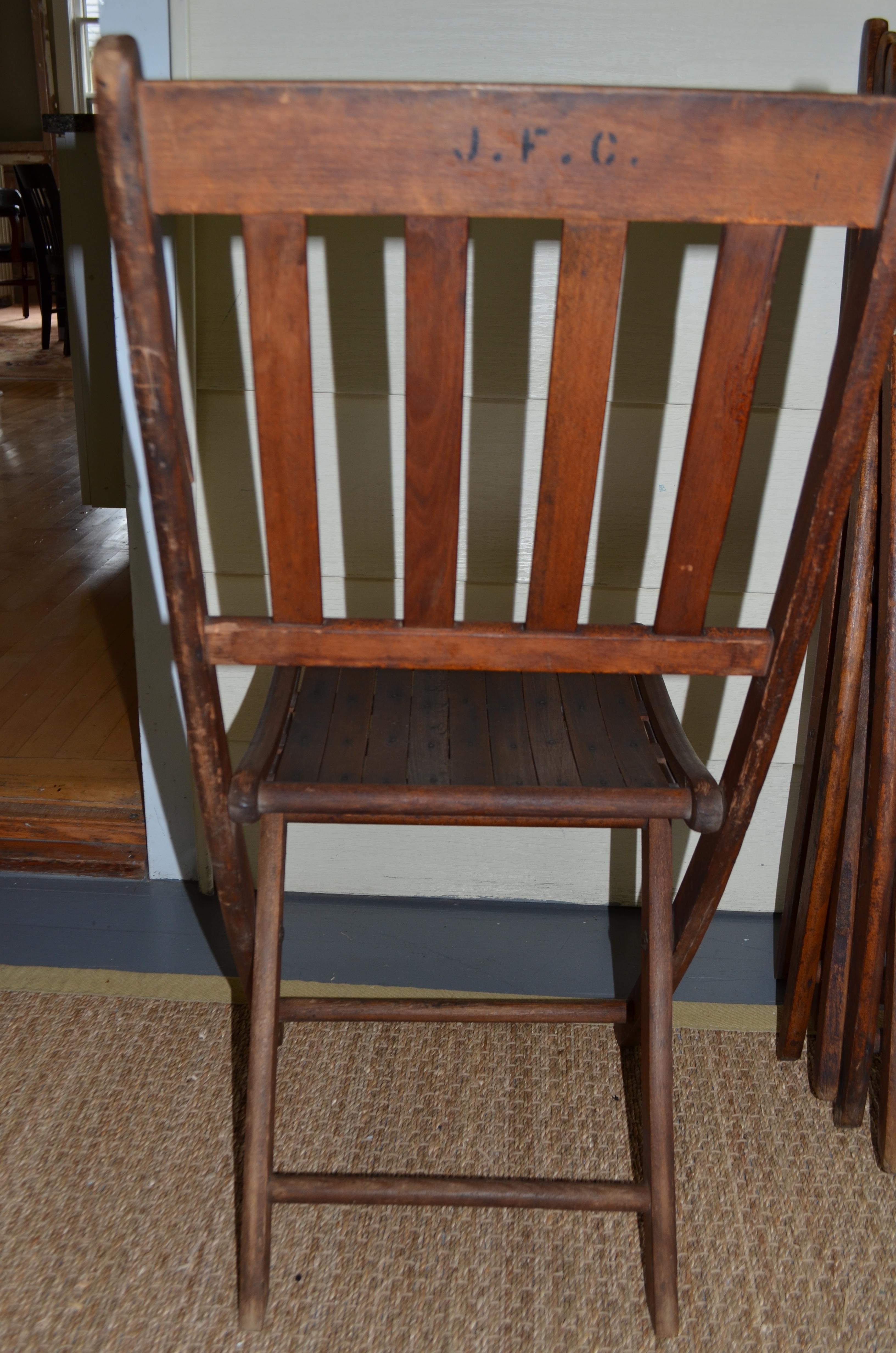 Chairs of Oak, Folding, Late 19th Century European, Set of 4, Multiple Sets For Sale 9