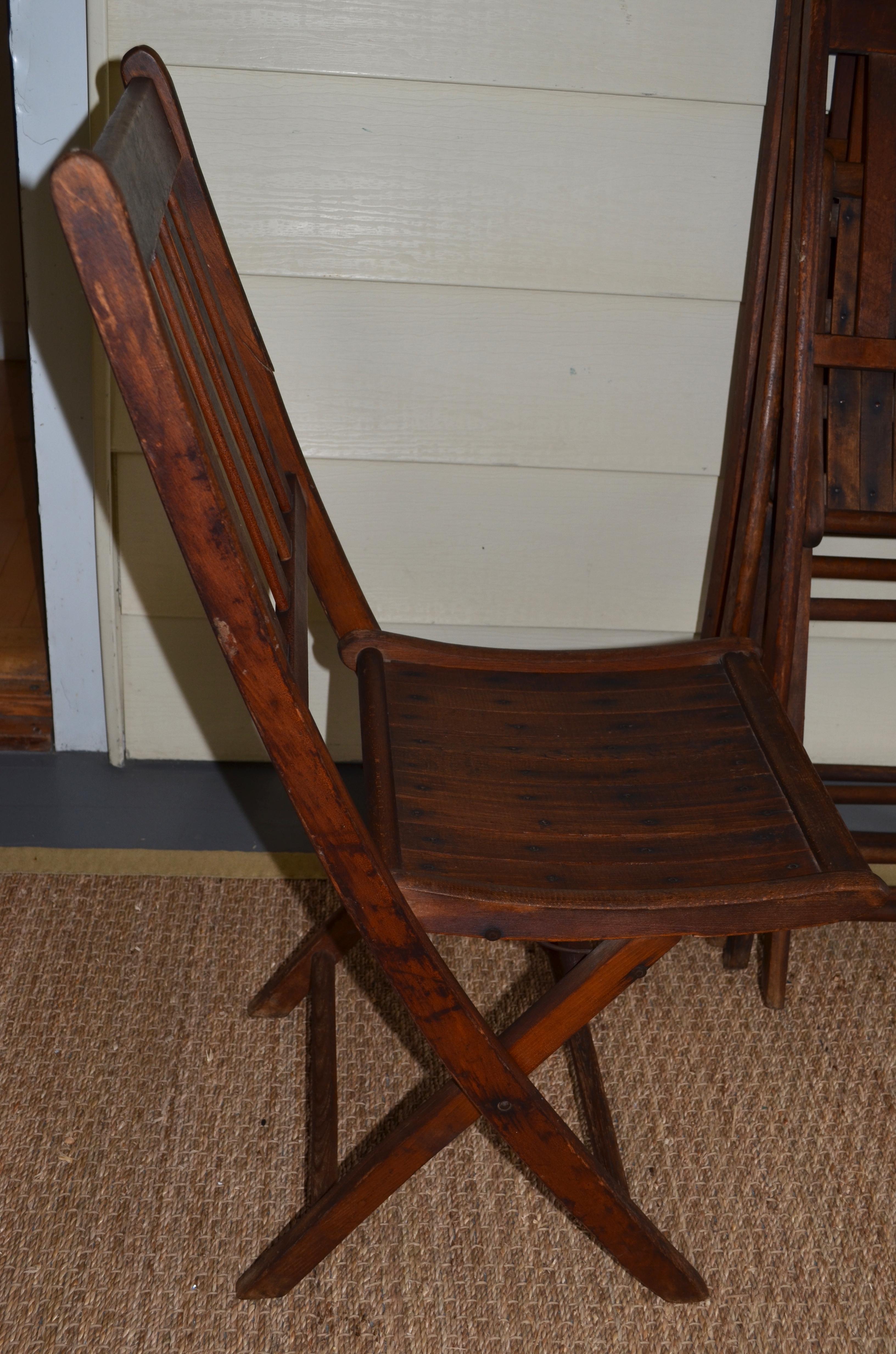 Chairs of Oak, Folding, Late 19th Century European, Set of 4, Multiple Sets For Sale 10