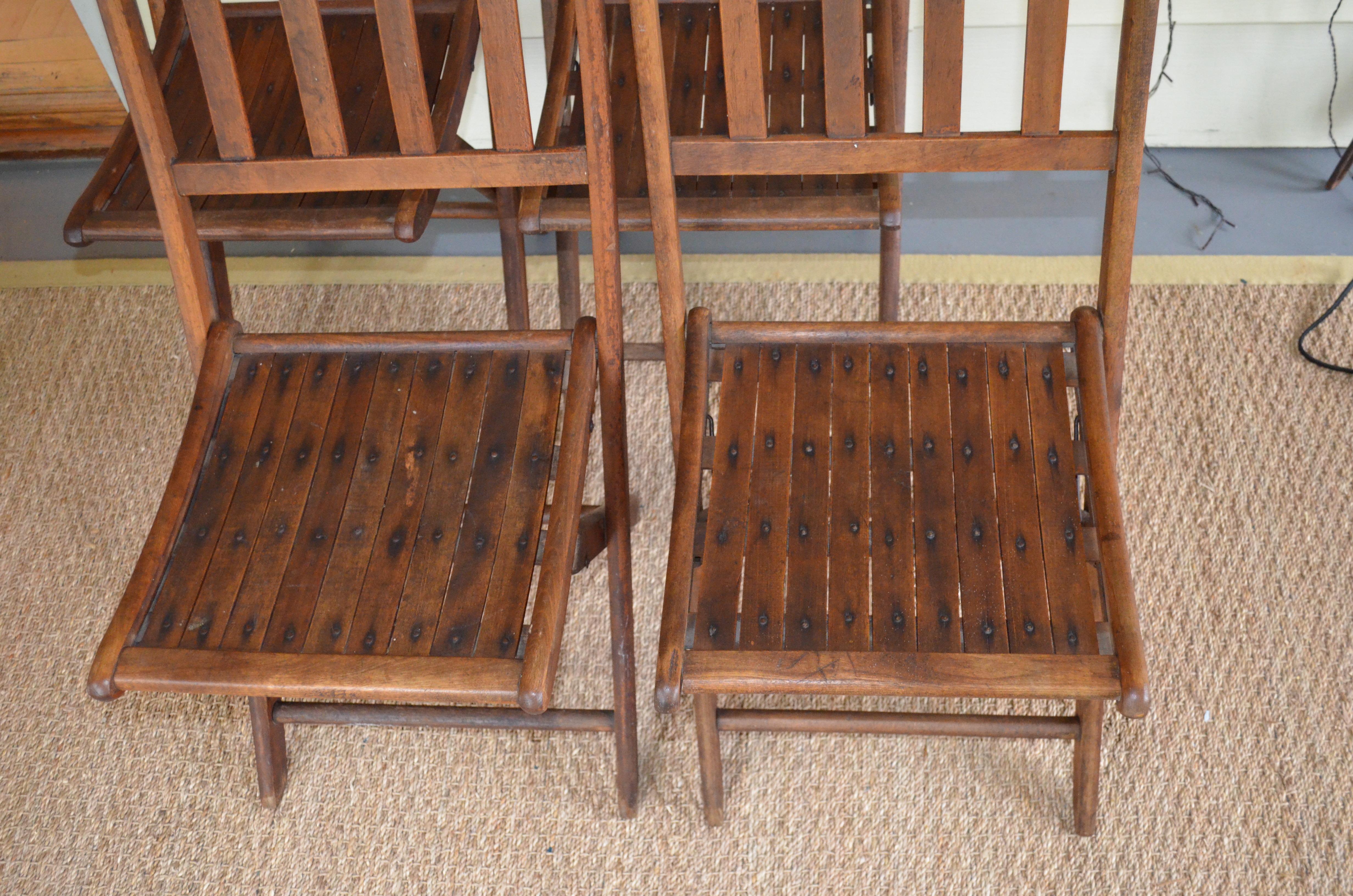 Chairs of Oak, Folding, Late 19th Century European, Set of 4, Multiple Sets For Sale 1