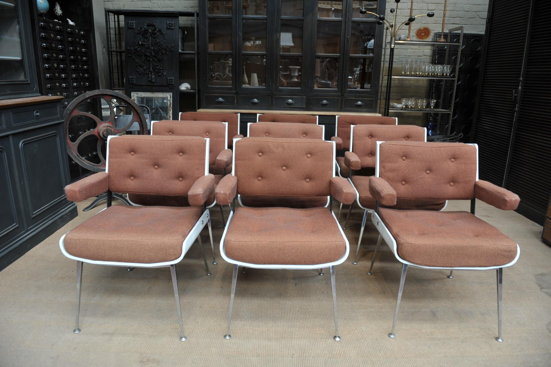 Late 20th Century Chairs or Armchairs by Alain Richard, France, circa 1970 For Sale