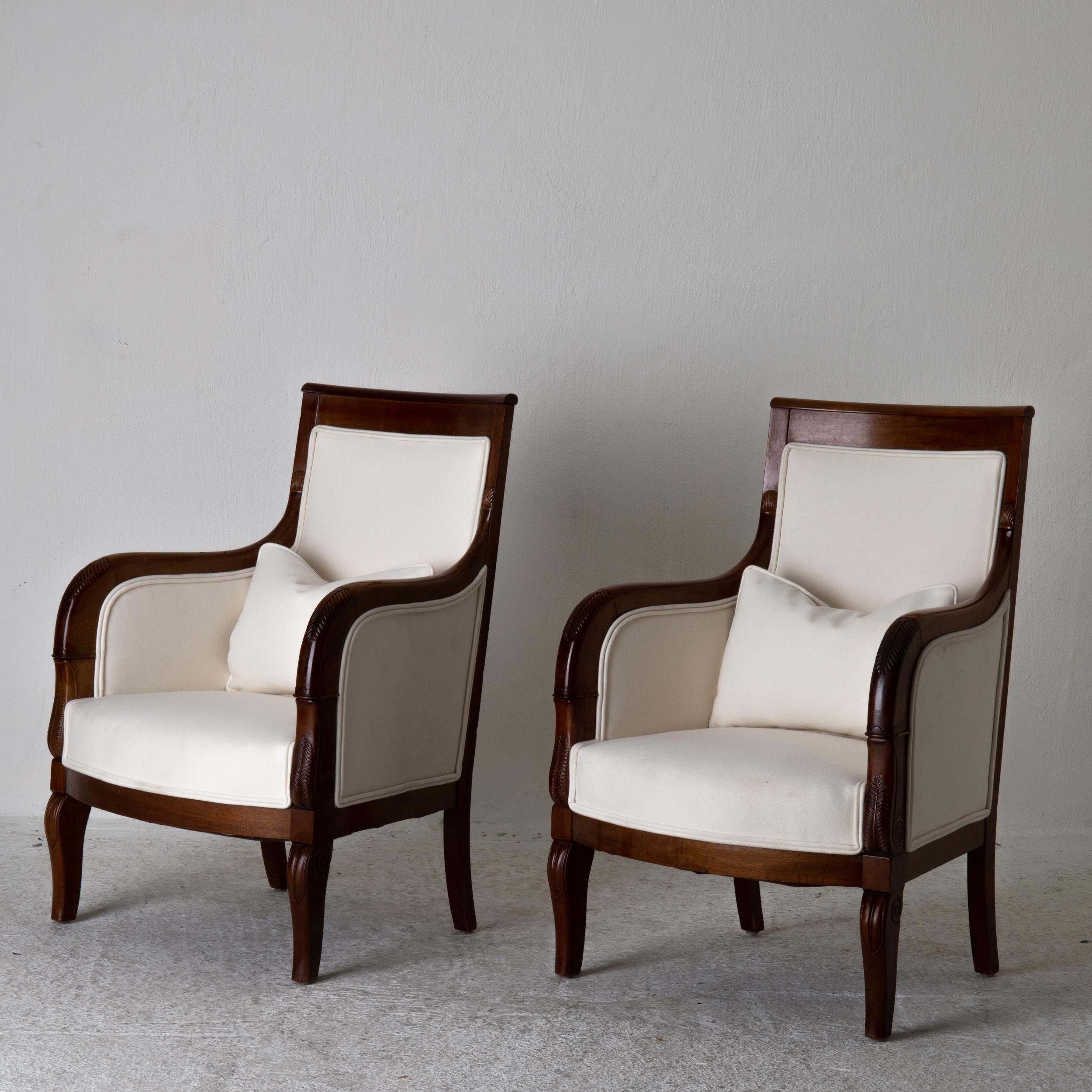 Chairs Pair of Bergeres 19th Century Directoire French Mahogany White France 1