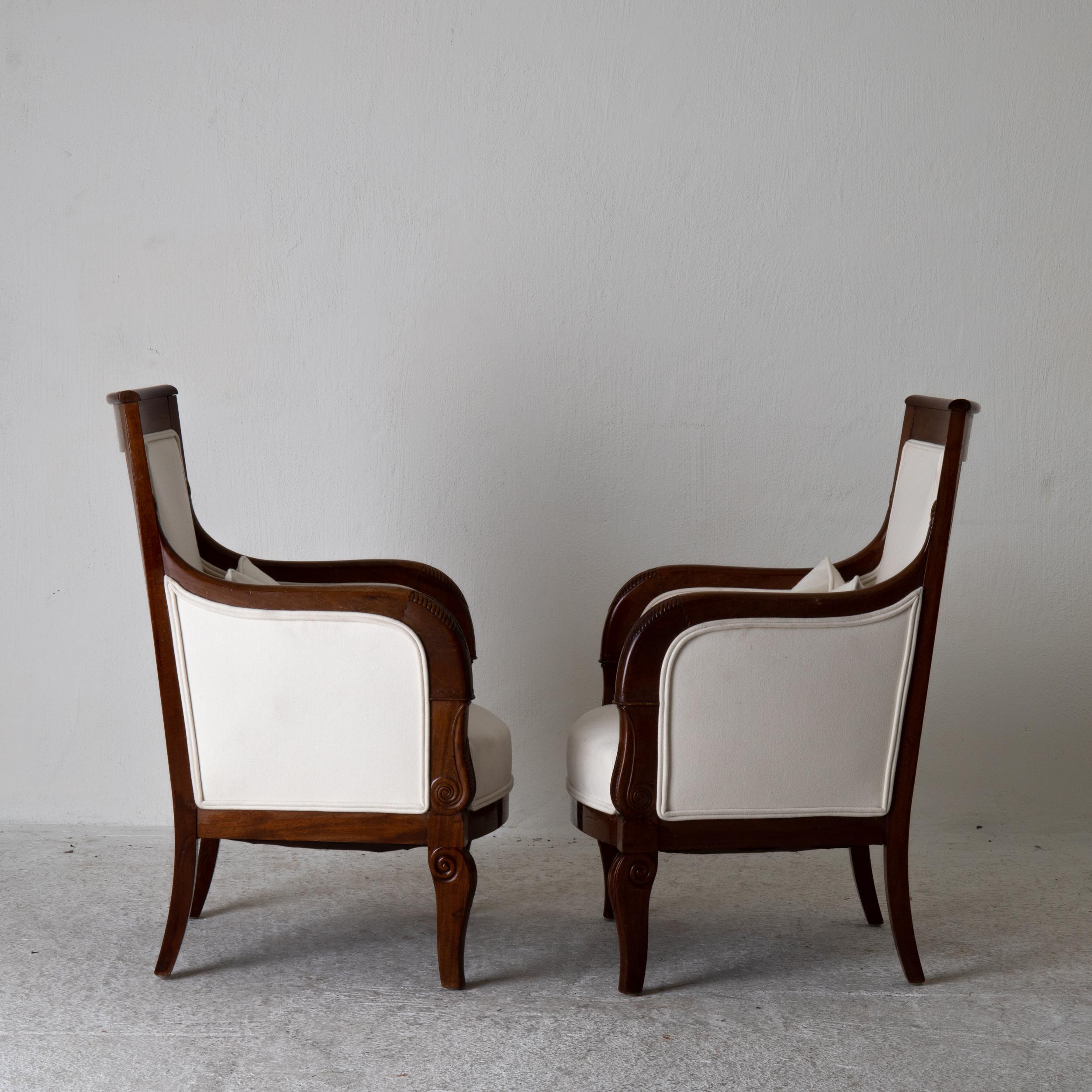 Chairs Pair of Bergeres 19th Century Directoire French Mahogany White France 2